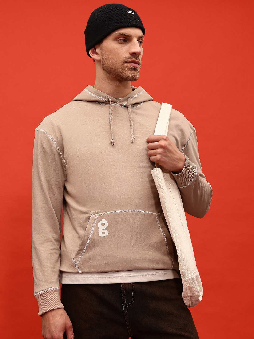 glitchez Hooded Up-Front Stitch Sweatshirt