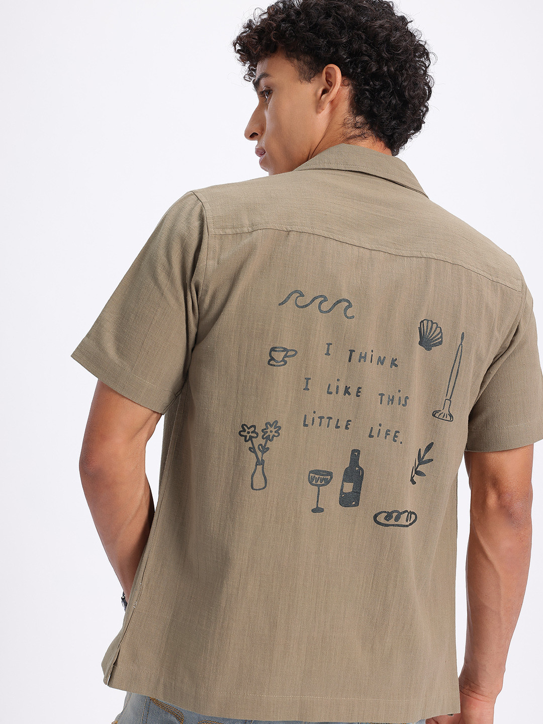 glitchez Printed Relaxed Drip Bowling Shirt