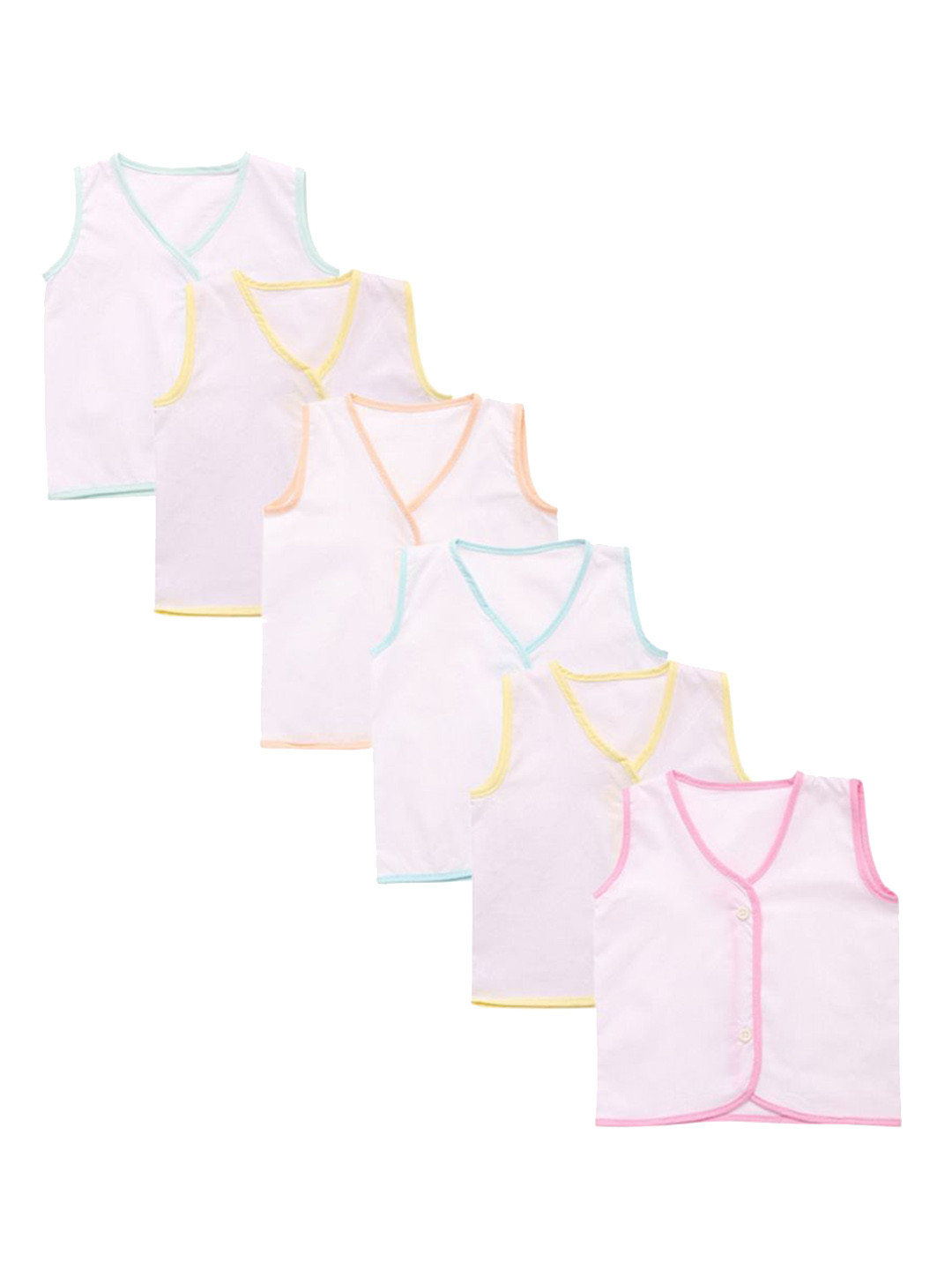 CLAP Infants Pack Of 6 Cotton Jhabla Vests BABY-REG-JHB-0-6M