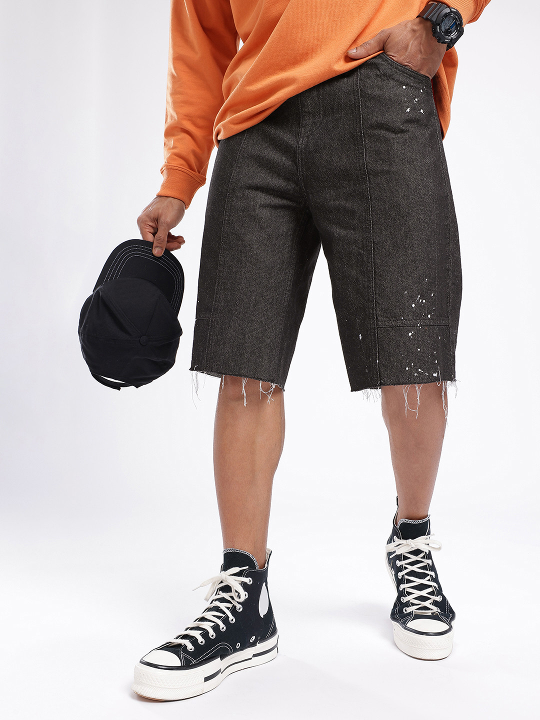 glitchez Men Raw Edges Loose Fit Jorts