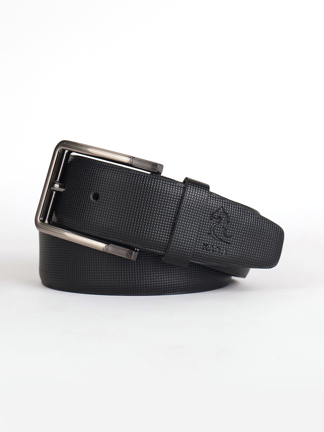 Kara Men Textured Leather Formal Belt With Tand Closure