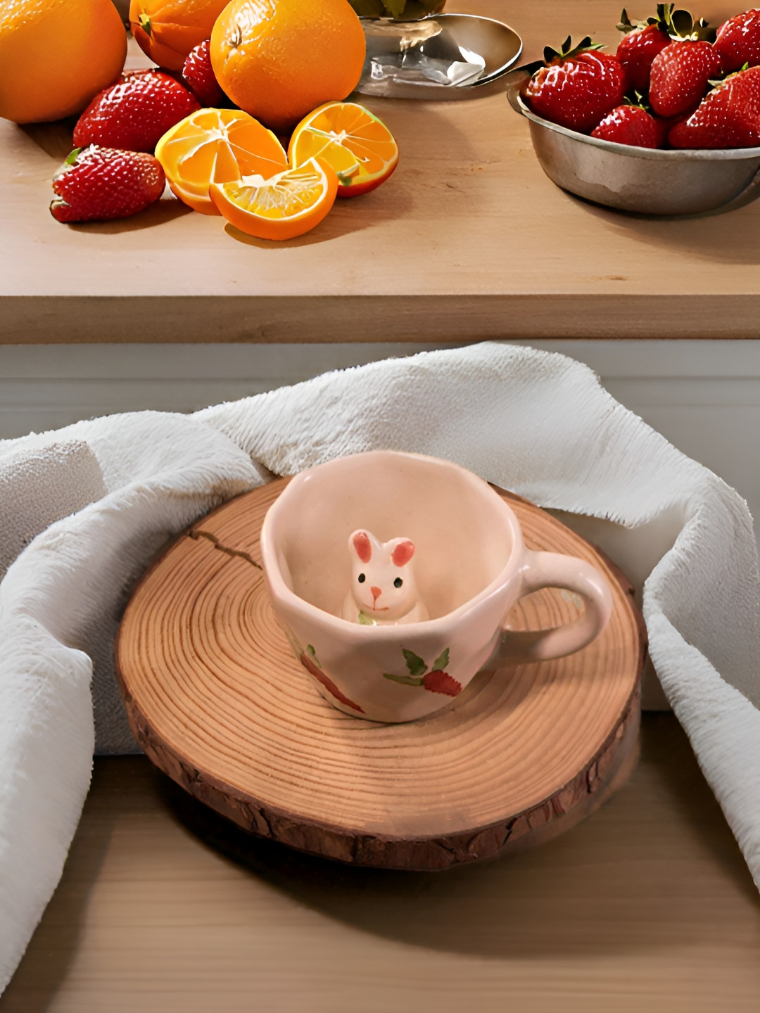 Kraftlik Handicraft Pushp Off White Conversational Ceramic Microwave Safe Mug-300ml