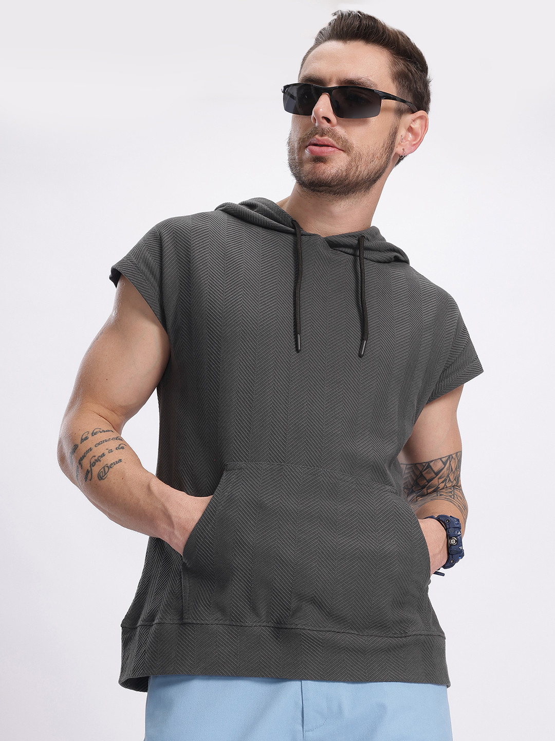 glitchez Textured Short Sleeve Sweatshirt