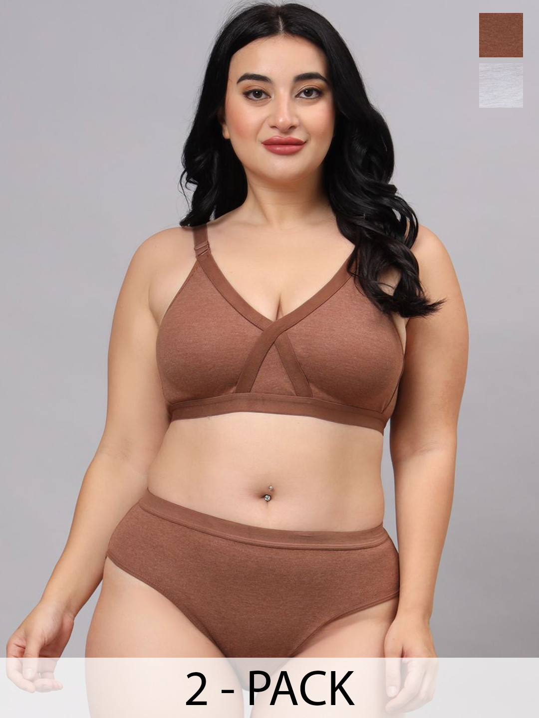 Designer Bugs Pack Of 2 Cotton Non-Padded Lingerie Set LS-ZAN-CH-WH-30B