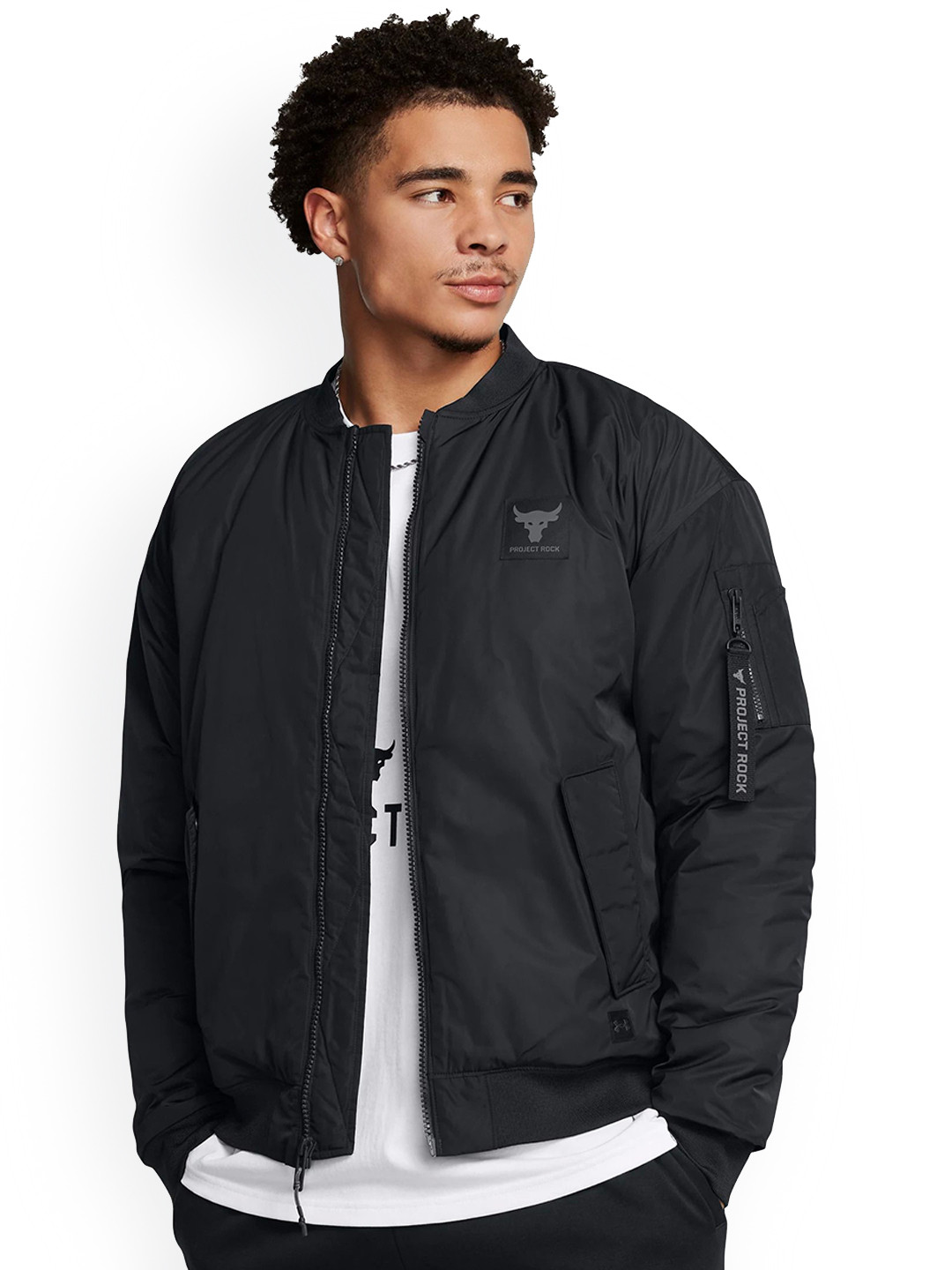 UNDER ARMOUR Men Solid Project Rock Bomber Jacket