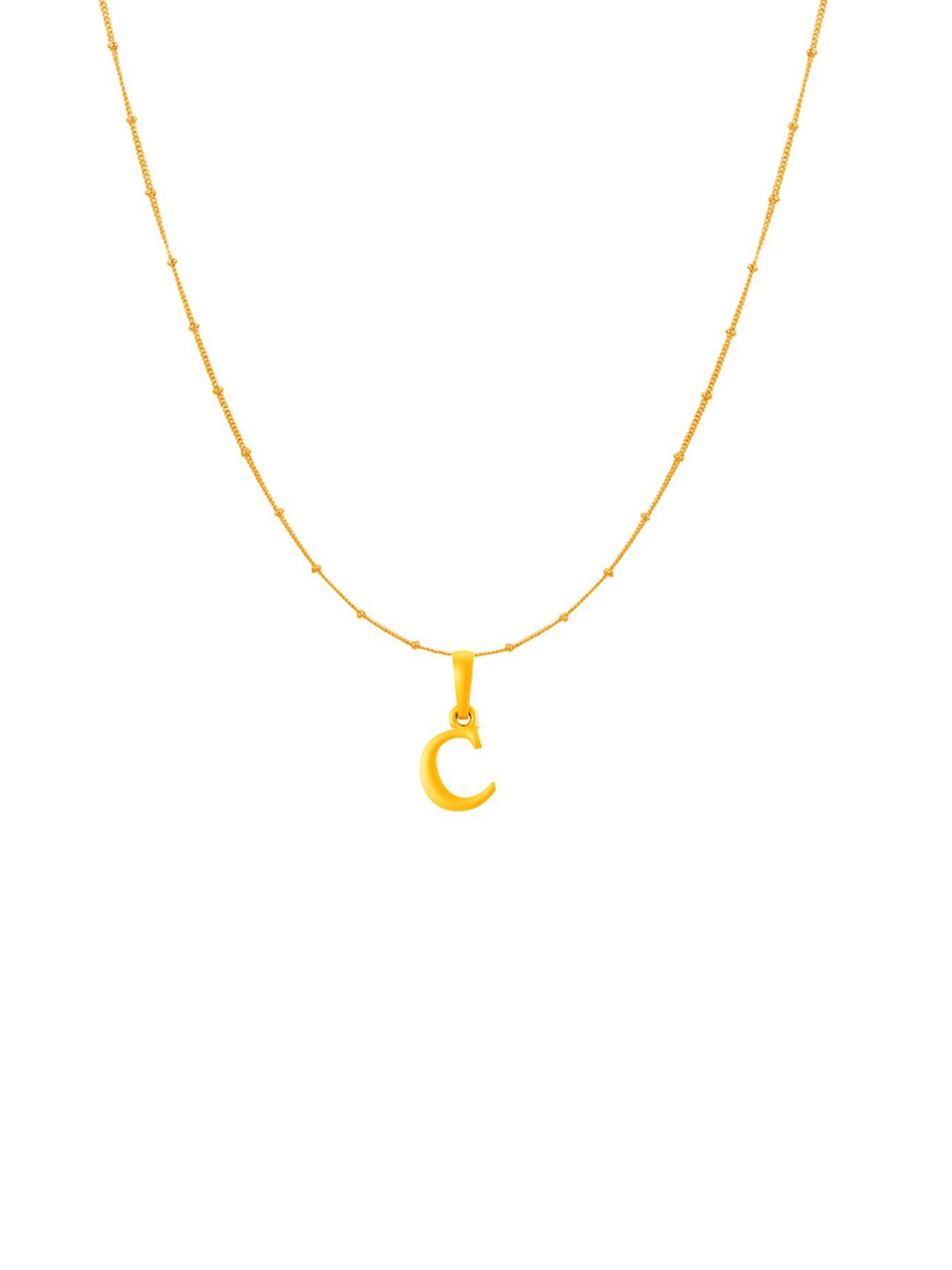 Metronaut Men 925 Sterling Silver 22KTGold-Plated C Alphabet Pendant With Ball Chain