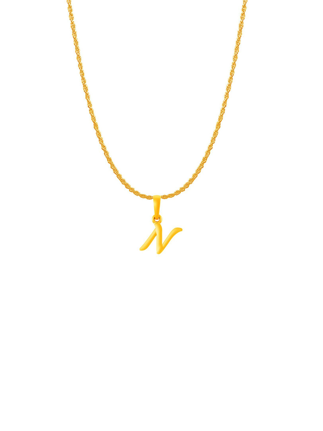 Metronaut 925 Sterling Silver 22KTGold-Plated N Alphabet Pendants with Rope Chain