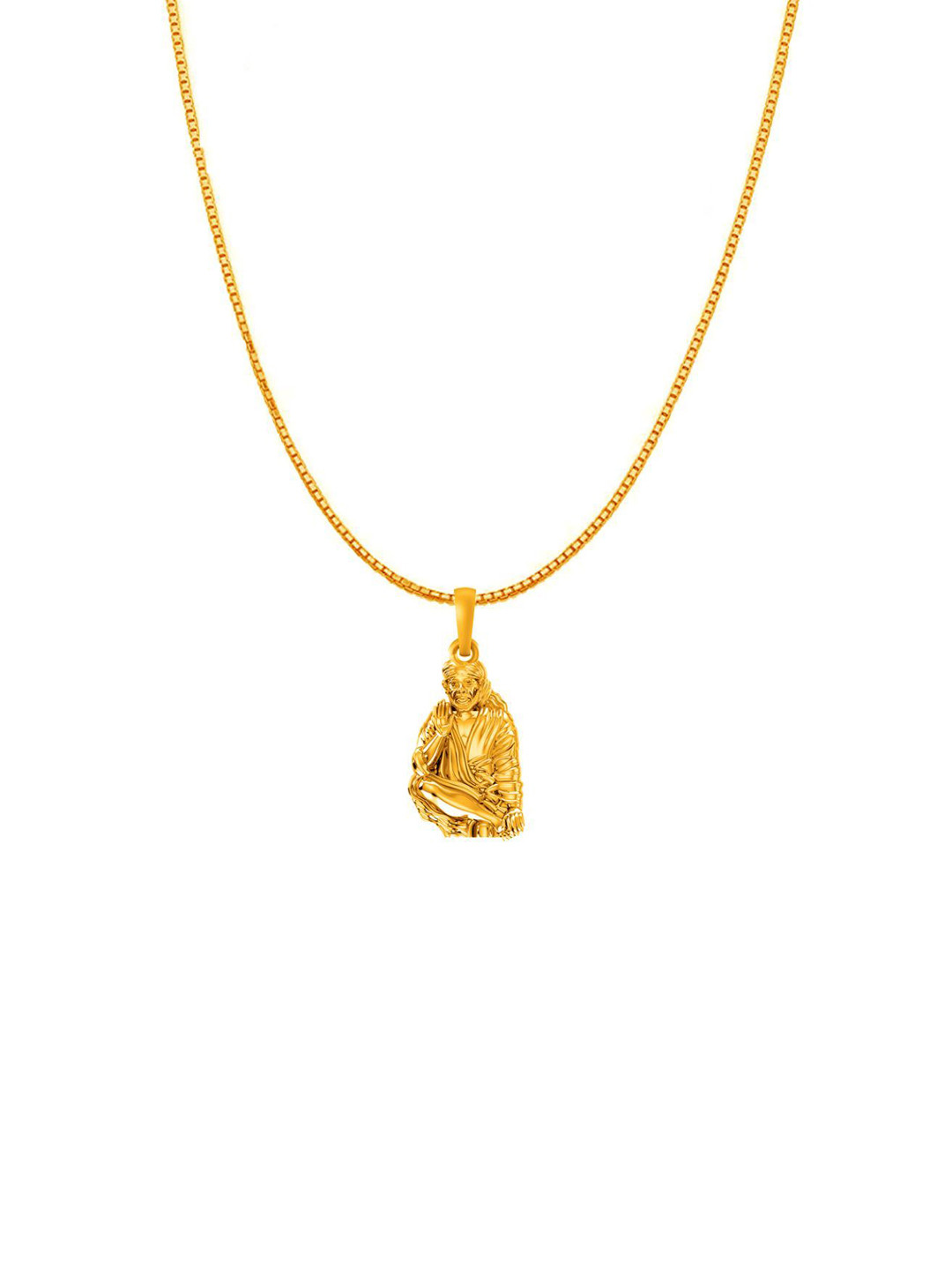 Metronaut 925 Silver 22K Gold-Plated Sai Baba Pendant With Box Chain
