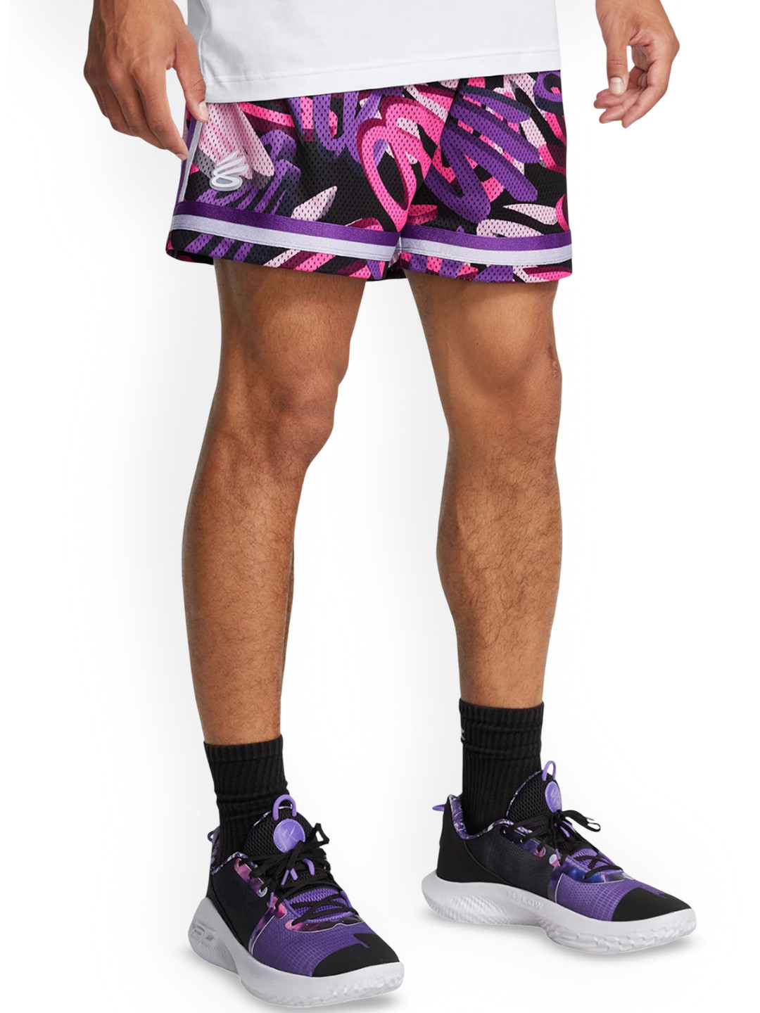 UNDER ARMOUR Men Curry Printed Relaxed-Fit Statement Shorts