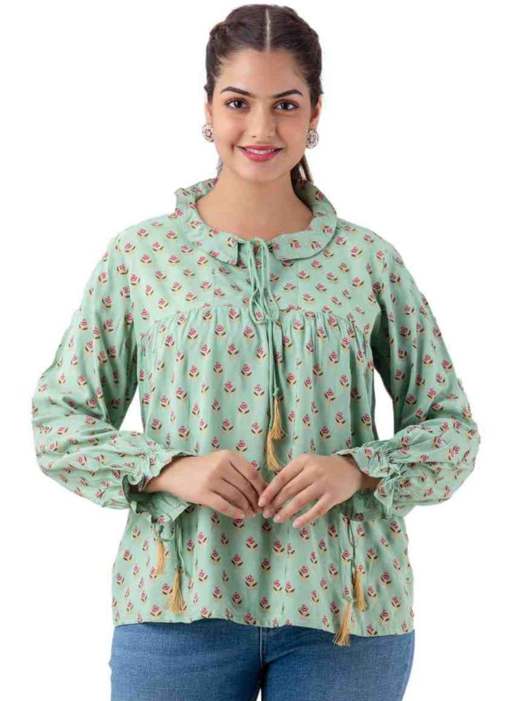 DMP EXPORT Women Floral Printed Boxy Top