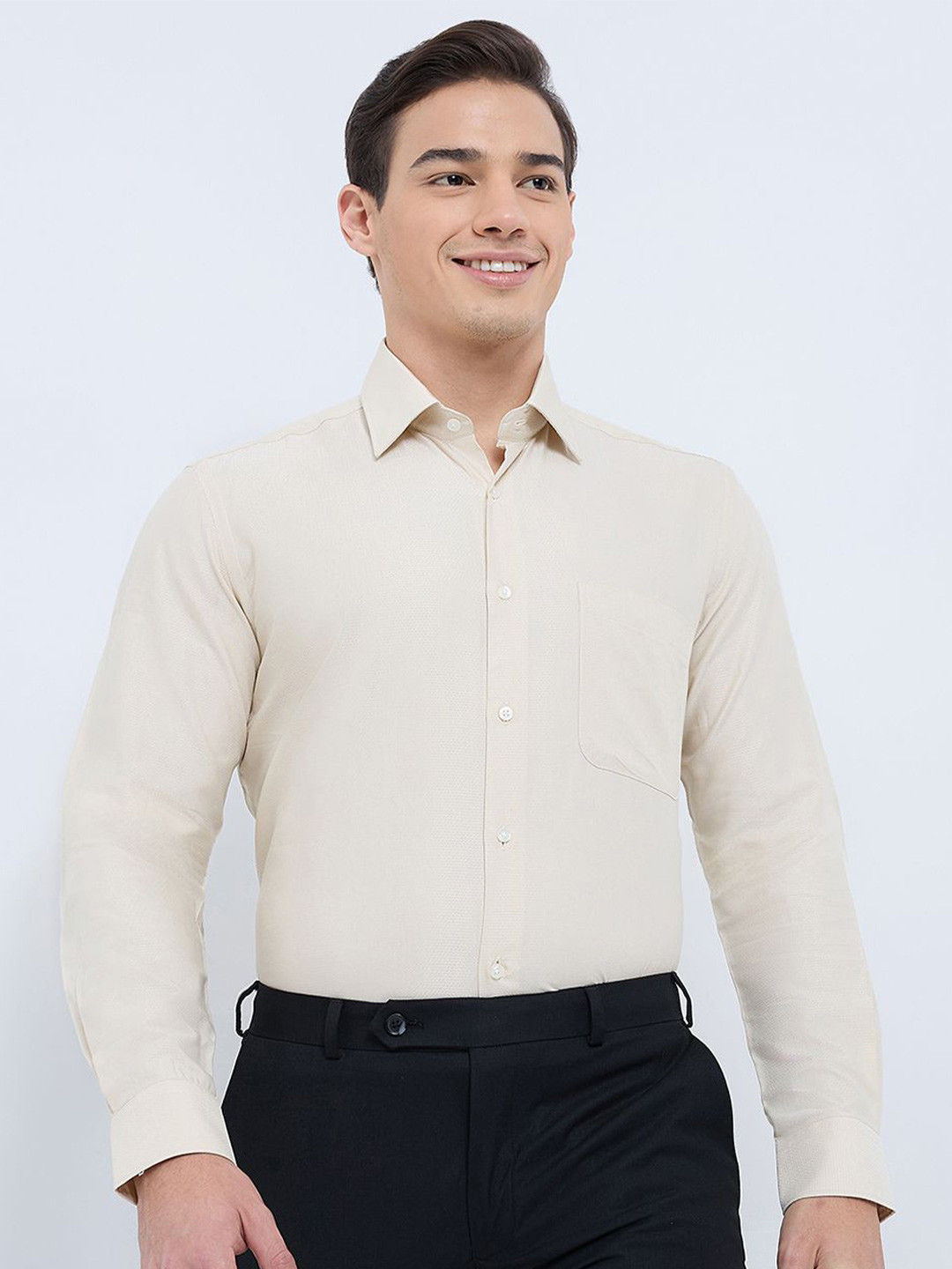 Raymond Patterned Printed Cutaway Collar Full Sleeve Formal Shirt