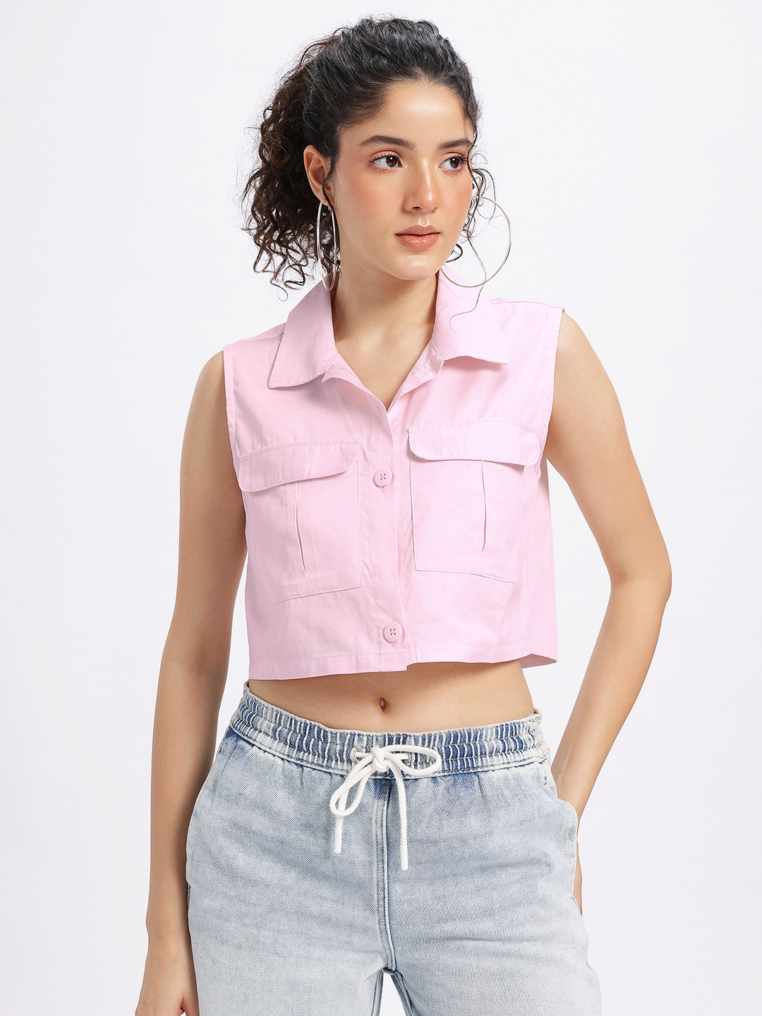 glitchez Boxy Outline Utility Crop Shirt