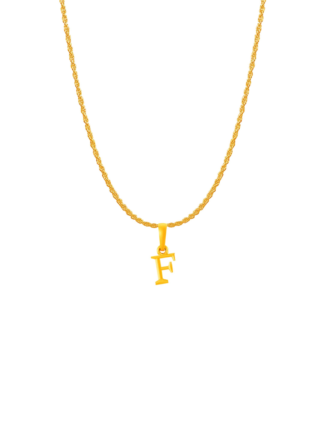 Metronaut 925 Sterling Silver 22KTGold-Plated F Alphabet Pendants with Rope Chain