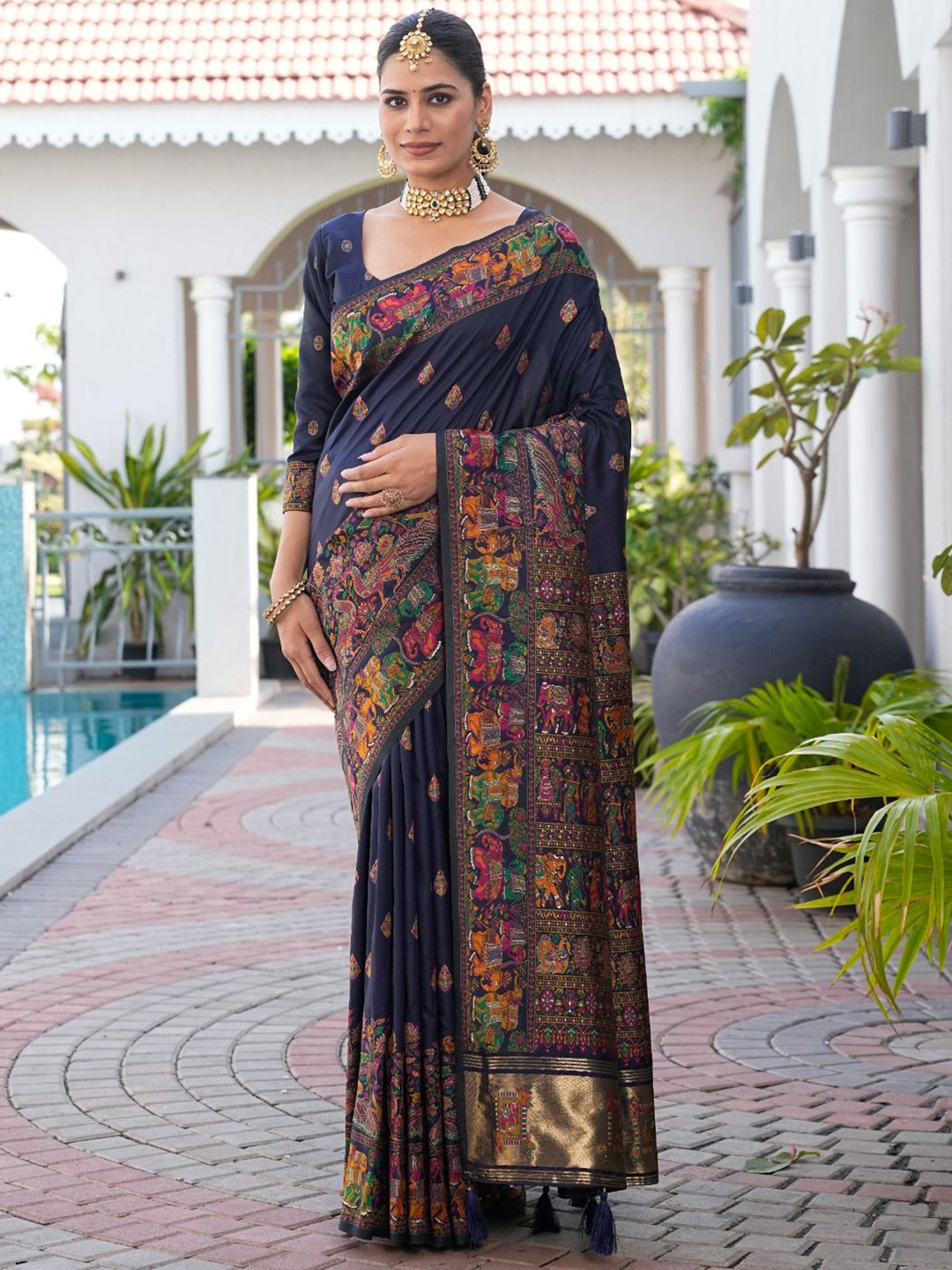 Leeli Peeri Designer Ethnic Motifs Embroidered Zari Paithani Saree
