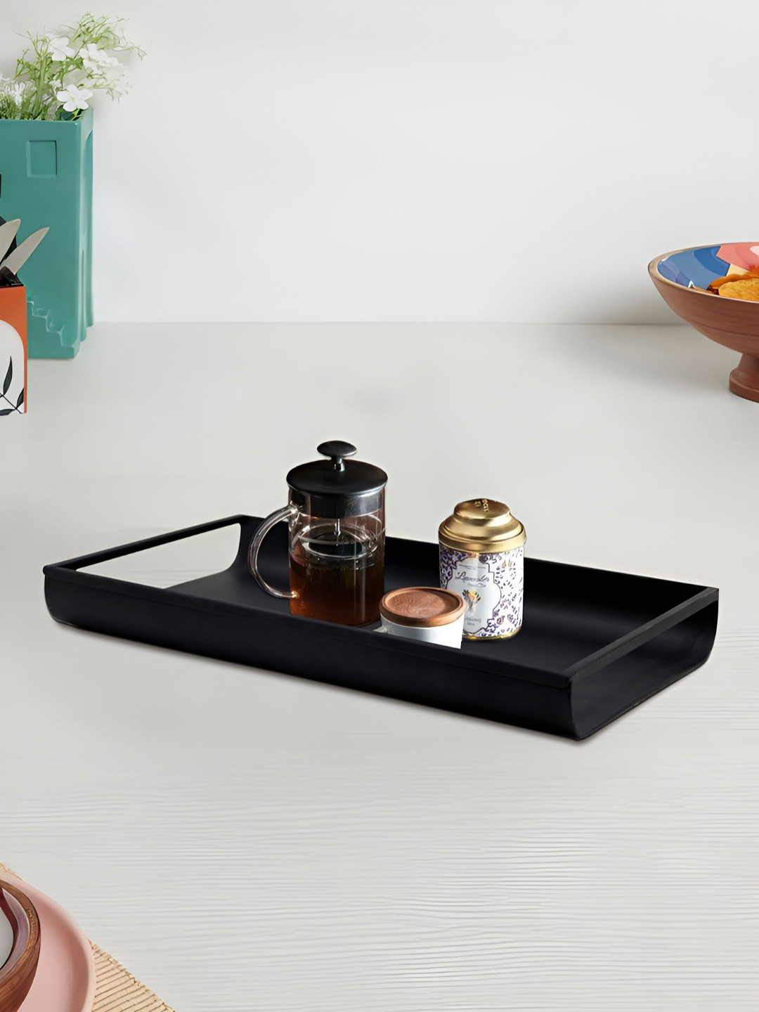 Metalsmith Black 2025 Metal 1 Pieces Dishwasher and Microwave Safe Serving Tray