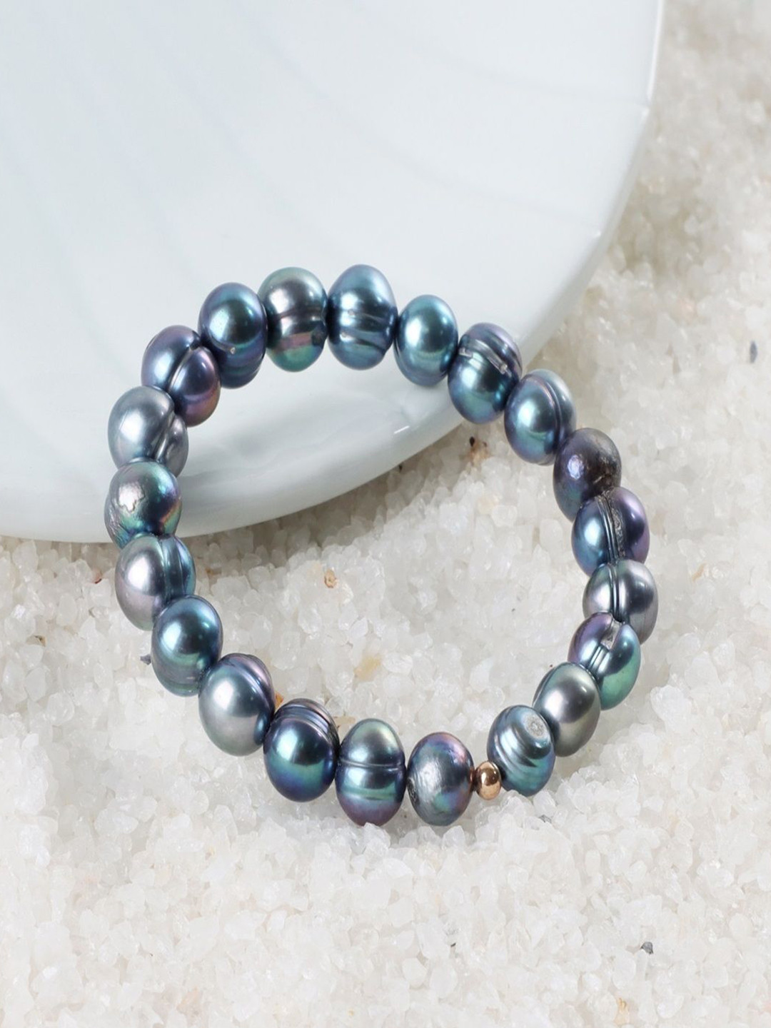 Nirvana Unisex Sterling Silver Pearls Handcrafted Rose Gold-Plated Bracelet