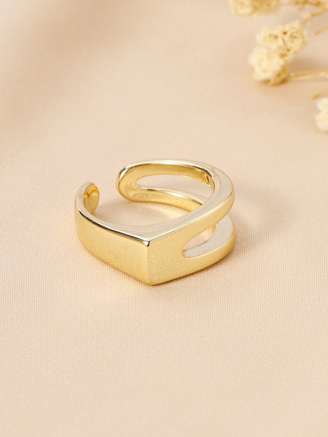 SALTY Women & Girls Stylish Adjustable Golden Signet Finger Ring