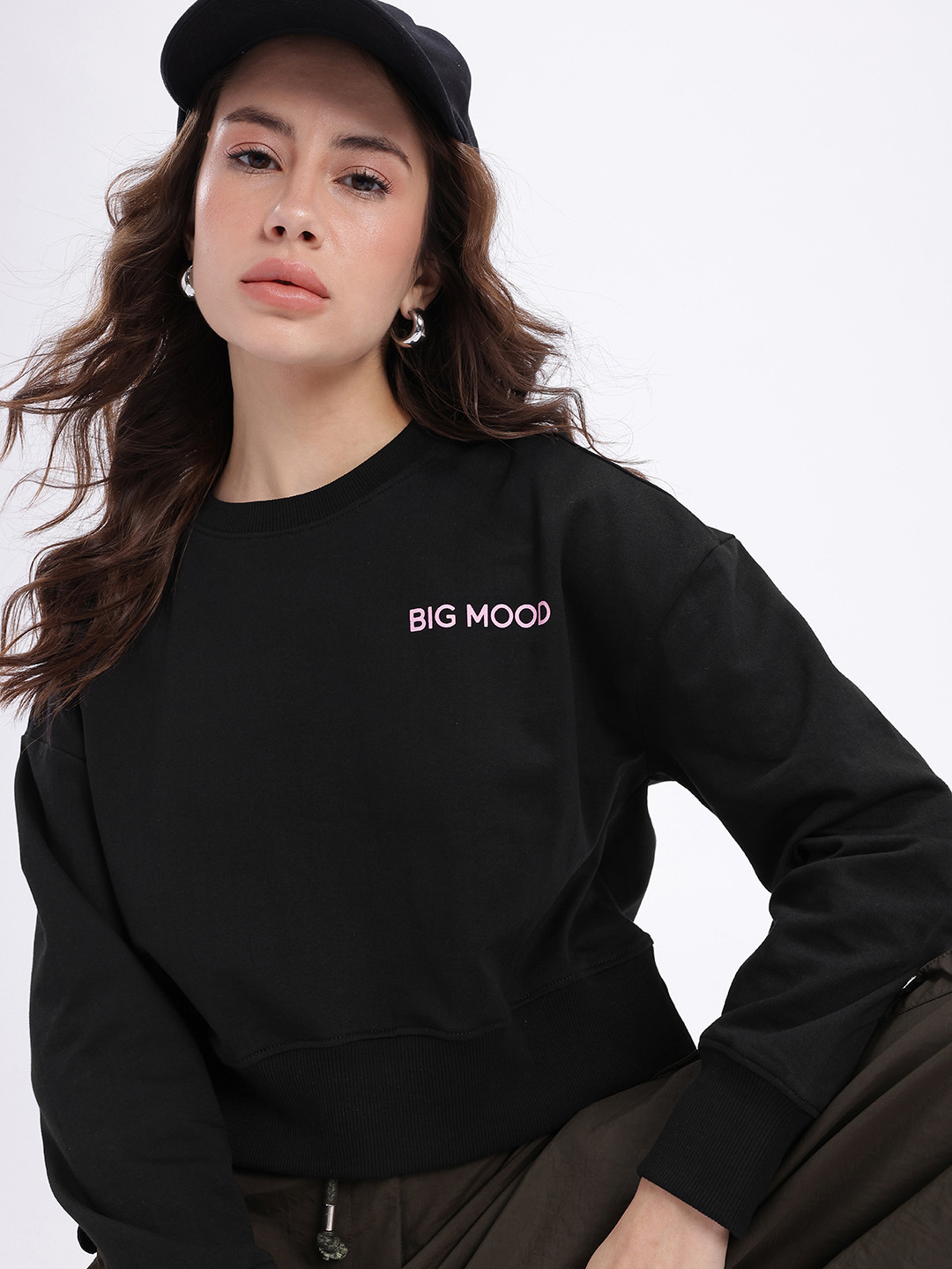 glitchez Relaxed Cotton Terry Crop Sweatshirt