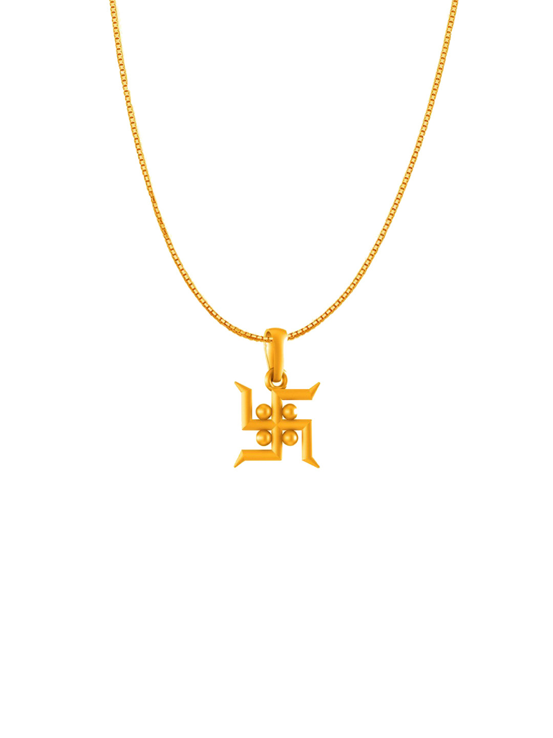 Metronaut 925 Silver 22K Gold-Plated Swastik Pendant With Box Chain