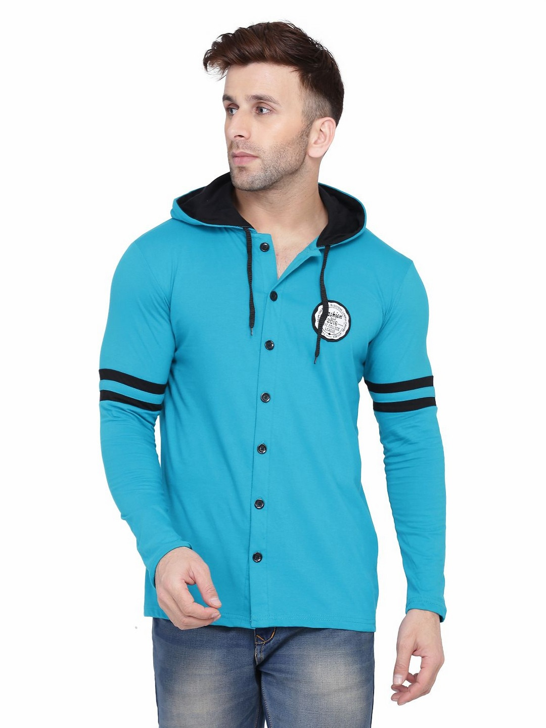 BEYOU FASHION Hooded Long Sleeves Slim Fit T-shirt
