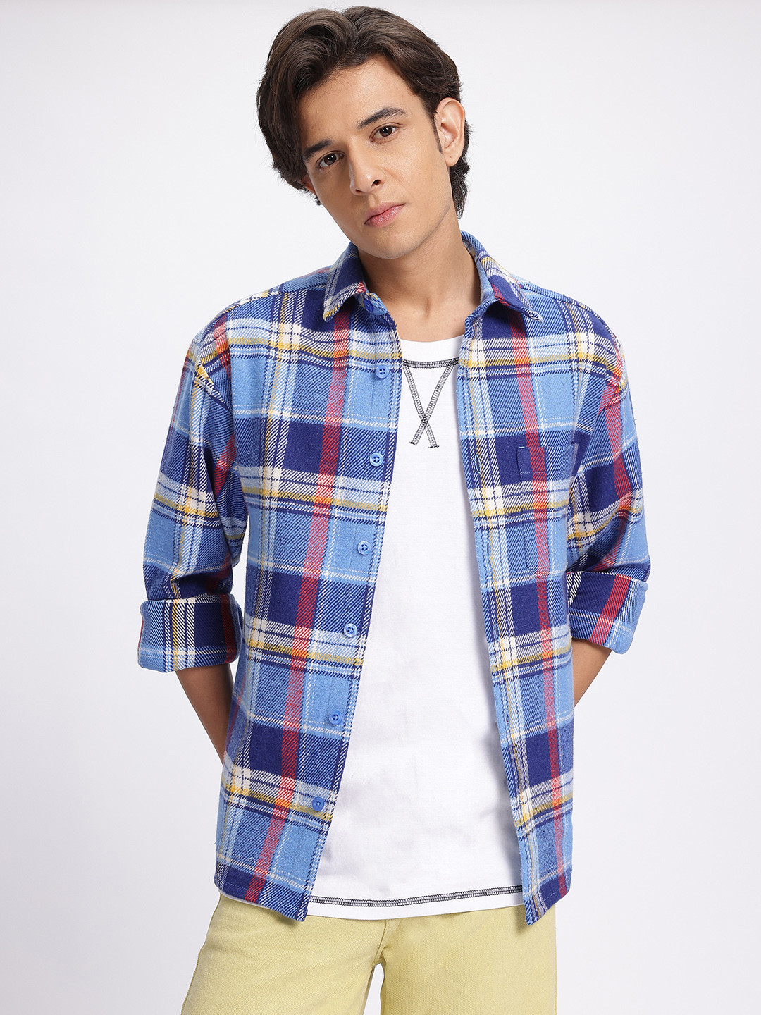 glitchez Tartan Relaxed Flannel Shacket