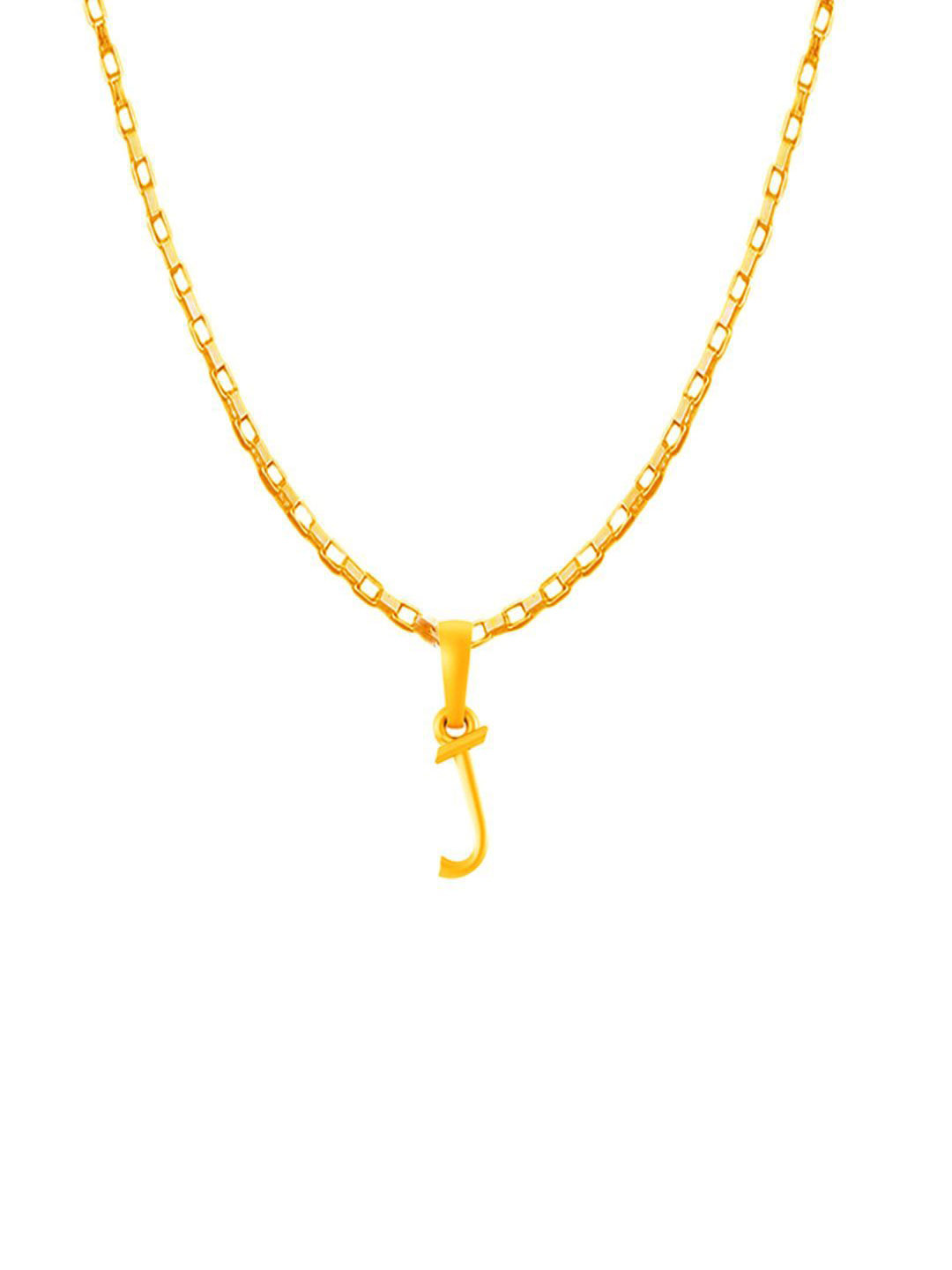 Metronaut Men 92.5 Sterling Silver 22KT Gold-Plated J Alphabet Pendant with Box Chain