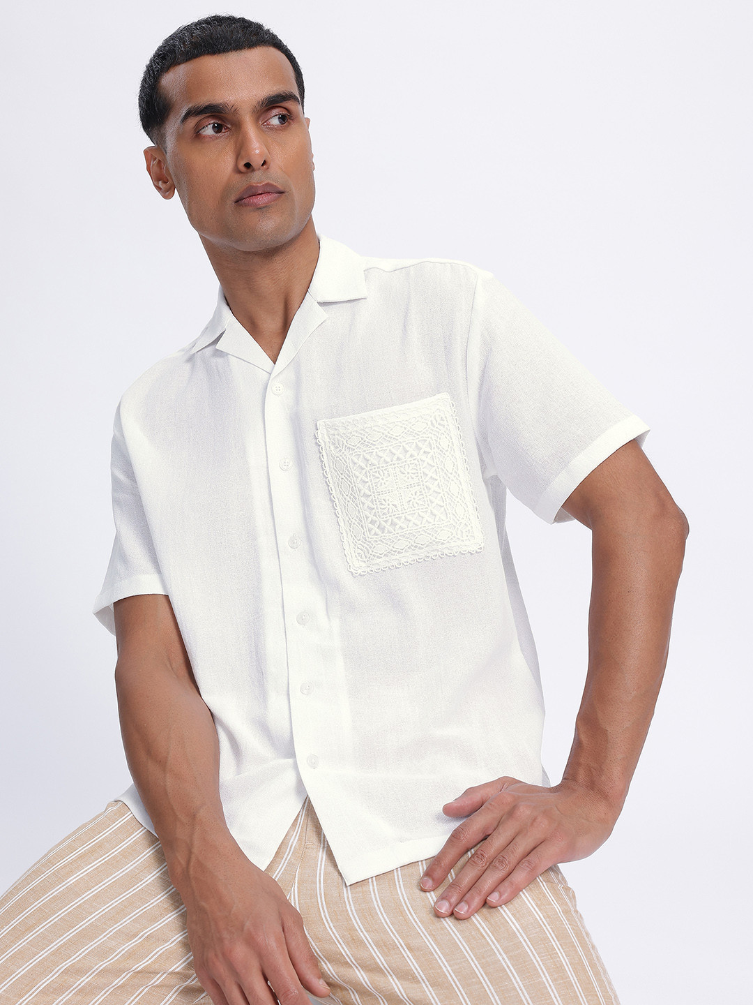 glitchez Stitch Nest Embroidered Pocket Shirt