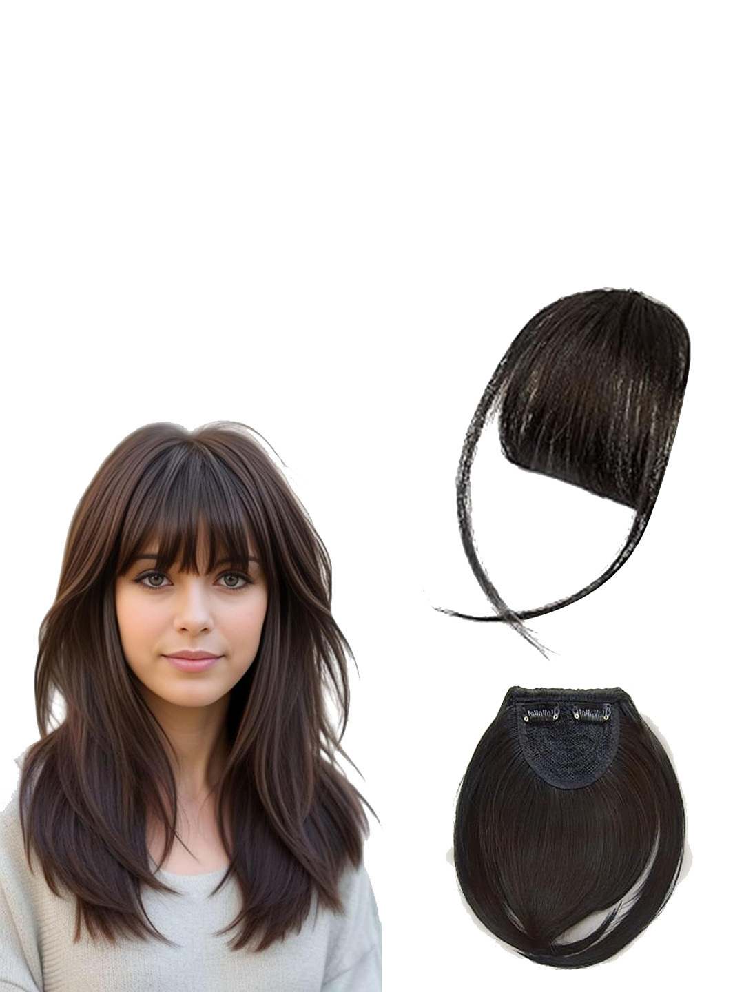 ABS Straight Clip-In Scalp Topper Hair Extension - Brown - 5 Inch