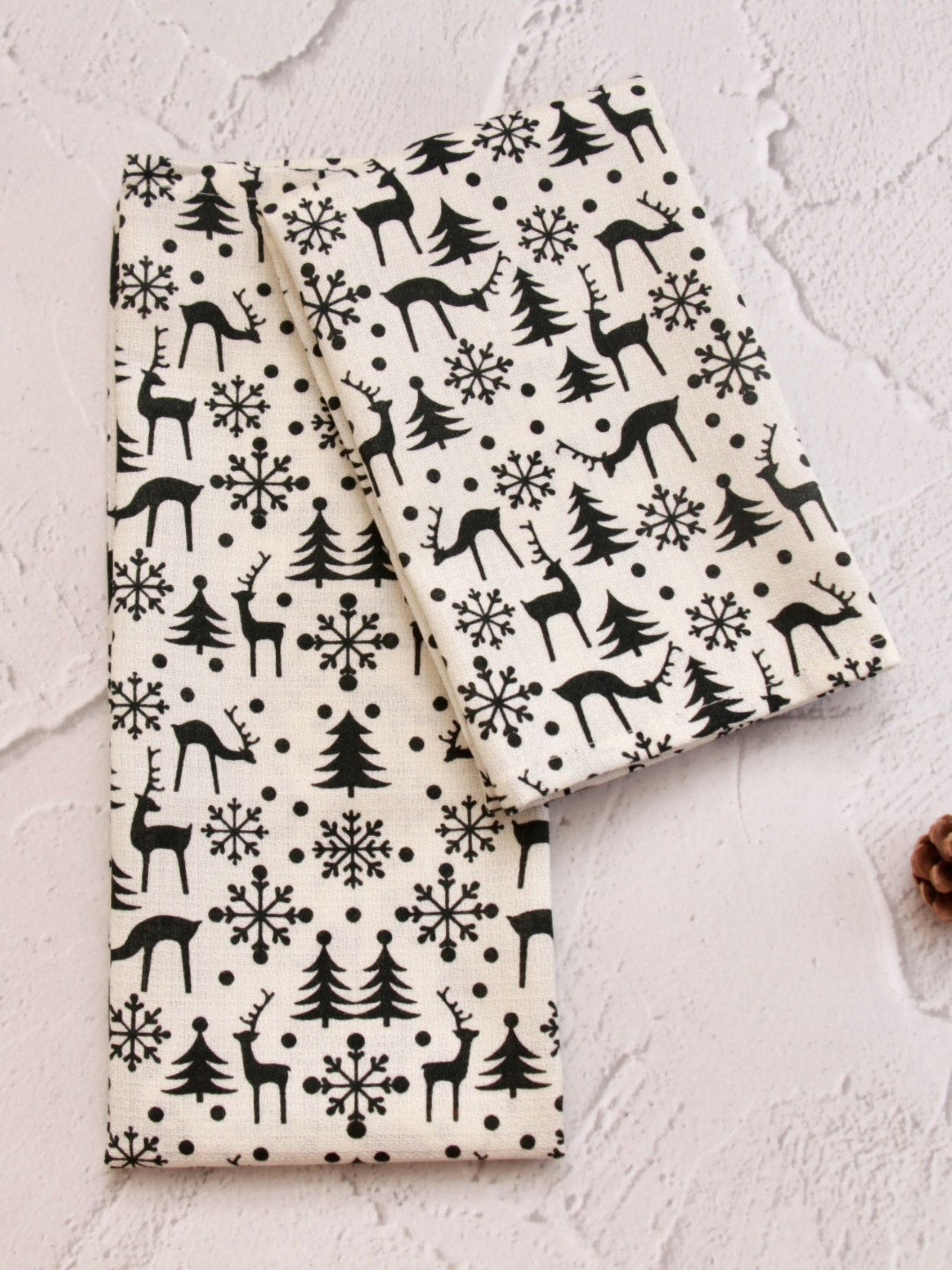 peppy little things 2-Pcs White & Black Printed KitchenTowels