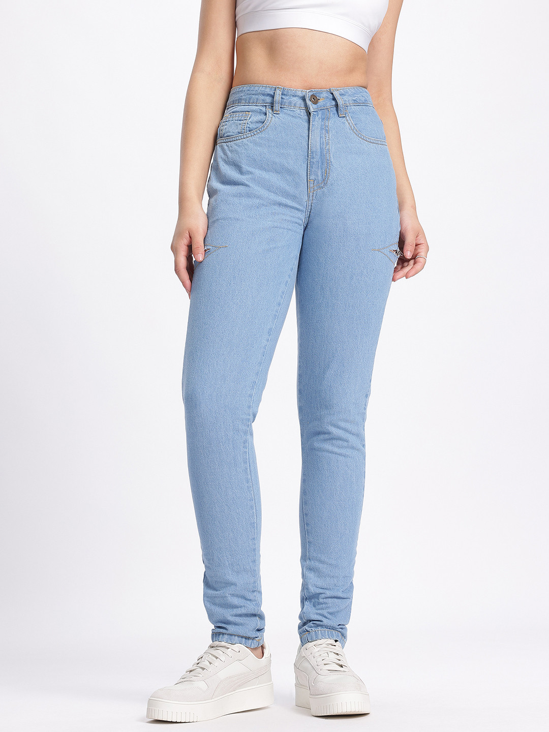 glitchez Women Side-Slash Skinny Fit Jeans