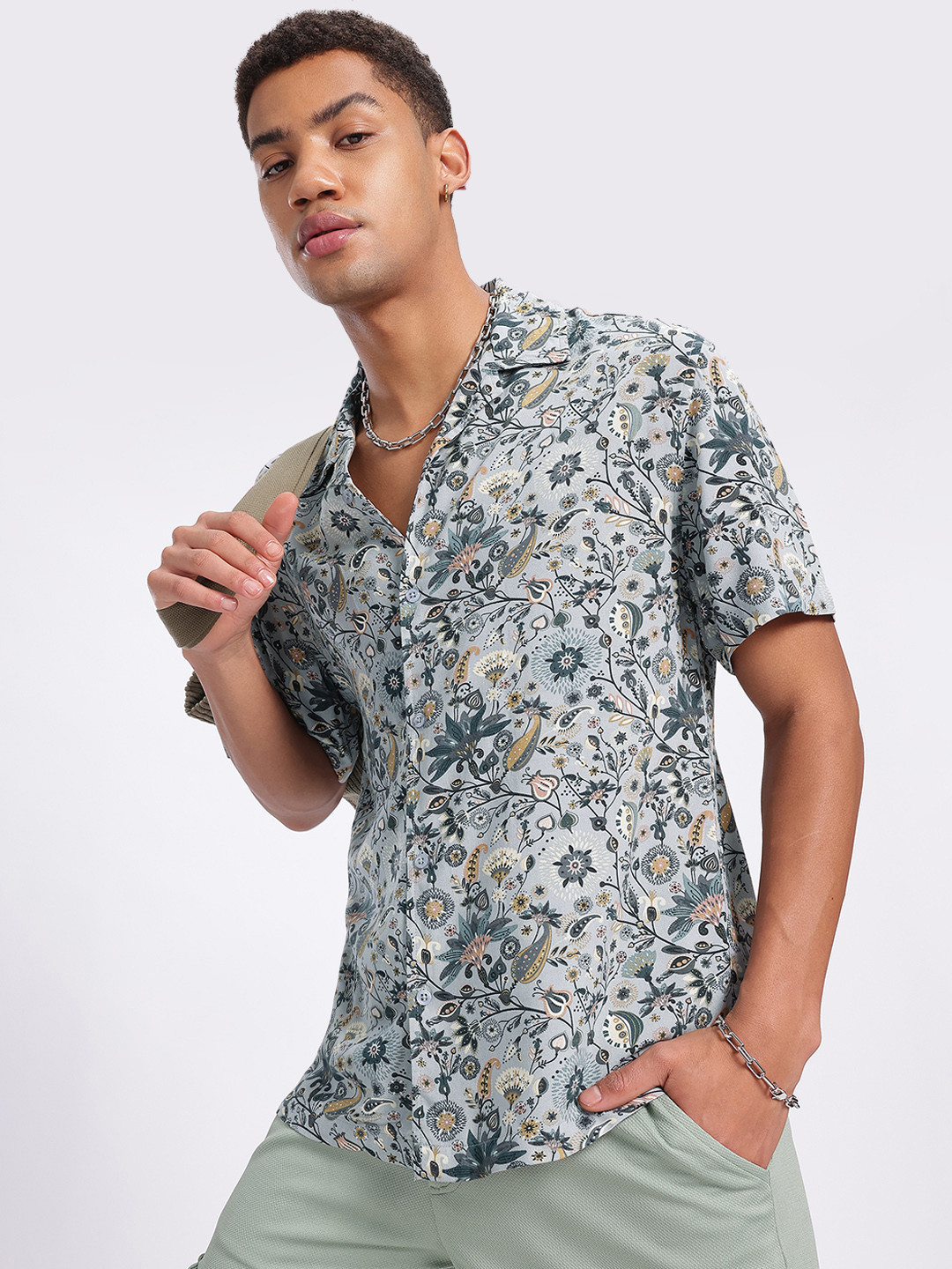 glitchez Whimsical Flora Printed Relaxed Shirt