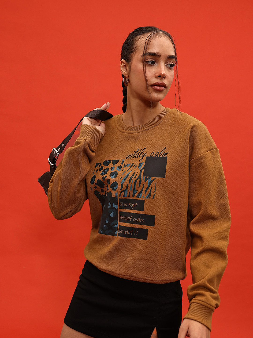 glitchez Graphic Printed Fleece Sweatshirt