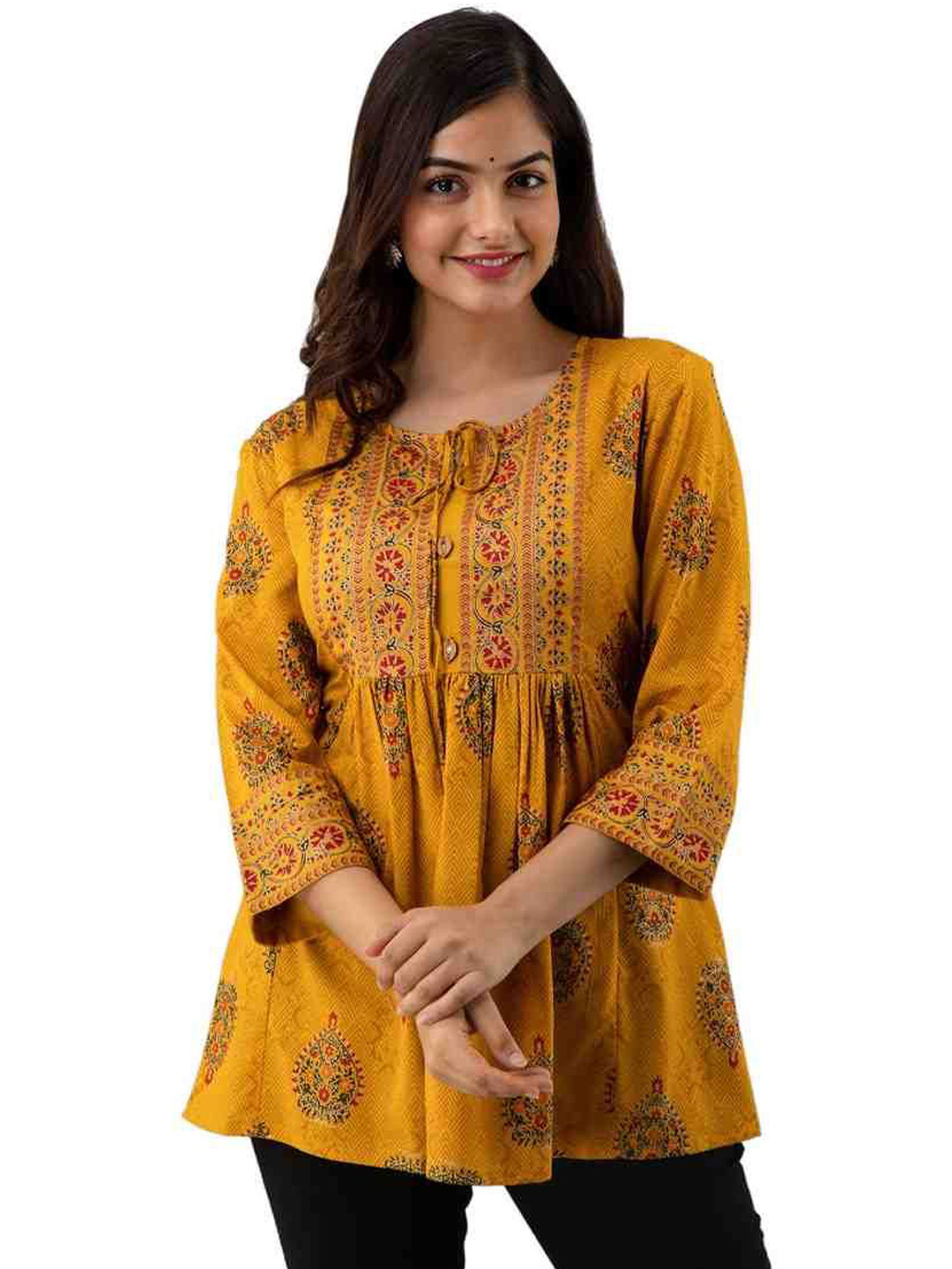 DMP EXPORT Women Print Tie-Up Neck Top