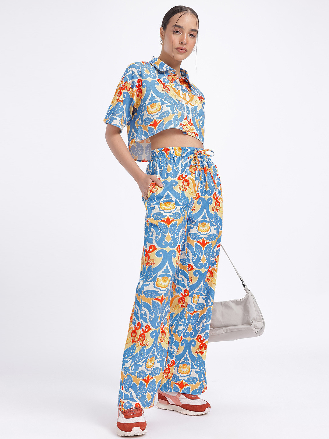 glitchez Floral Print Cropped Co-Ords