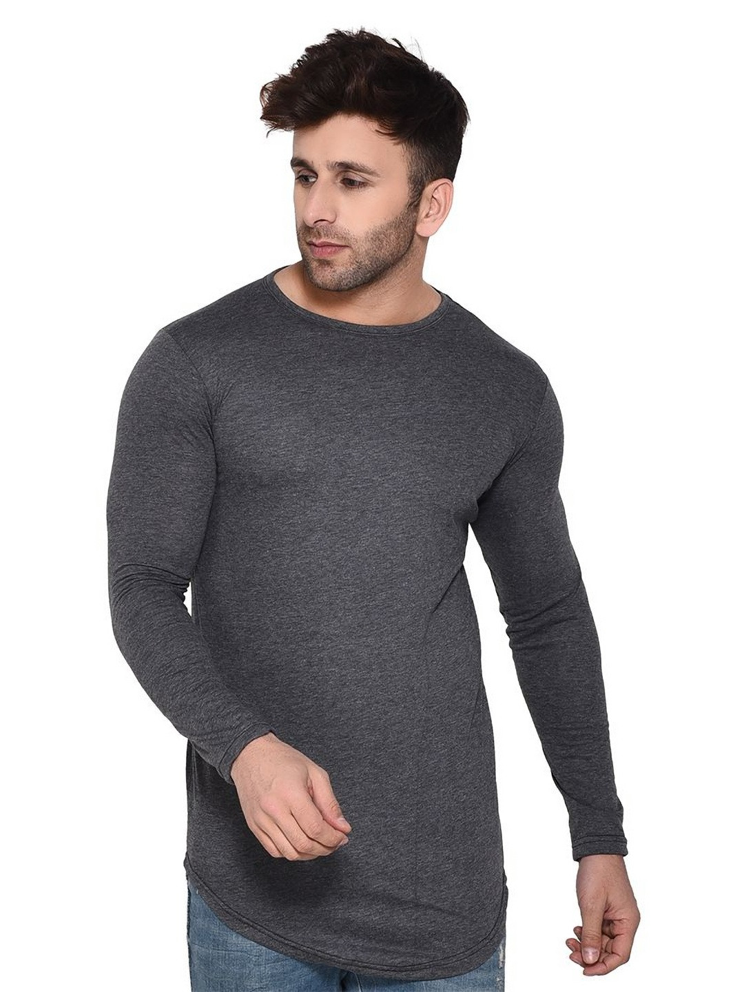 BEYOU FASHION Men Solid Muscle Fit Longline T-shirt