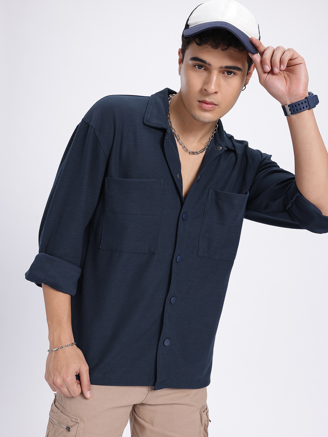 glitchez Nautical Textured Regular Fit Shirt
