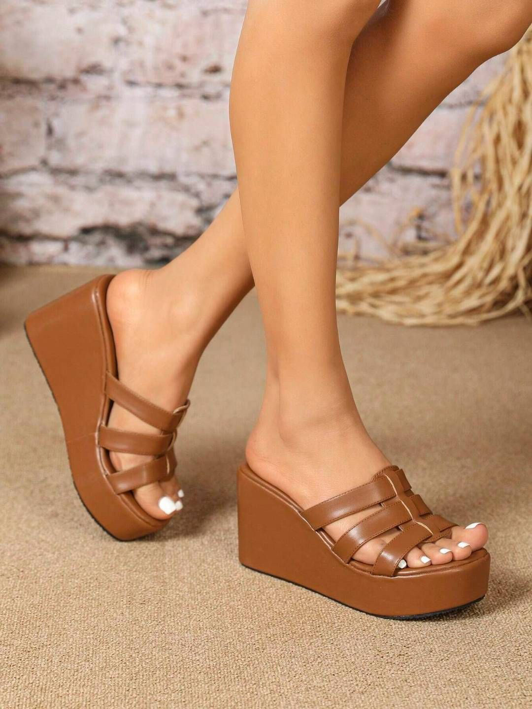 GLO GLAMP AngleStride Women Suede Wedge Sandals