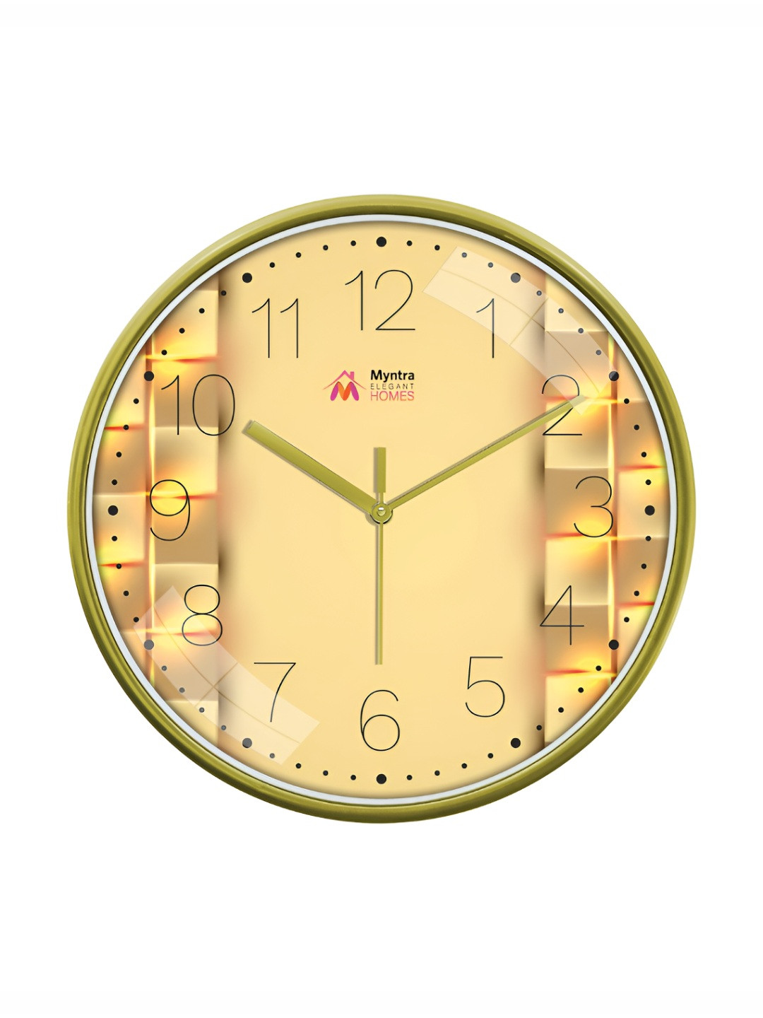 Myntra Elegant Homes Beige & Green Textured Contemporary Wall Clock