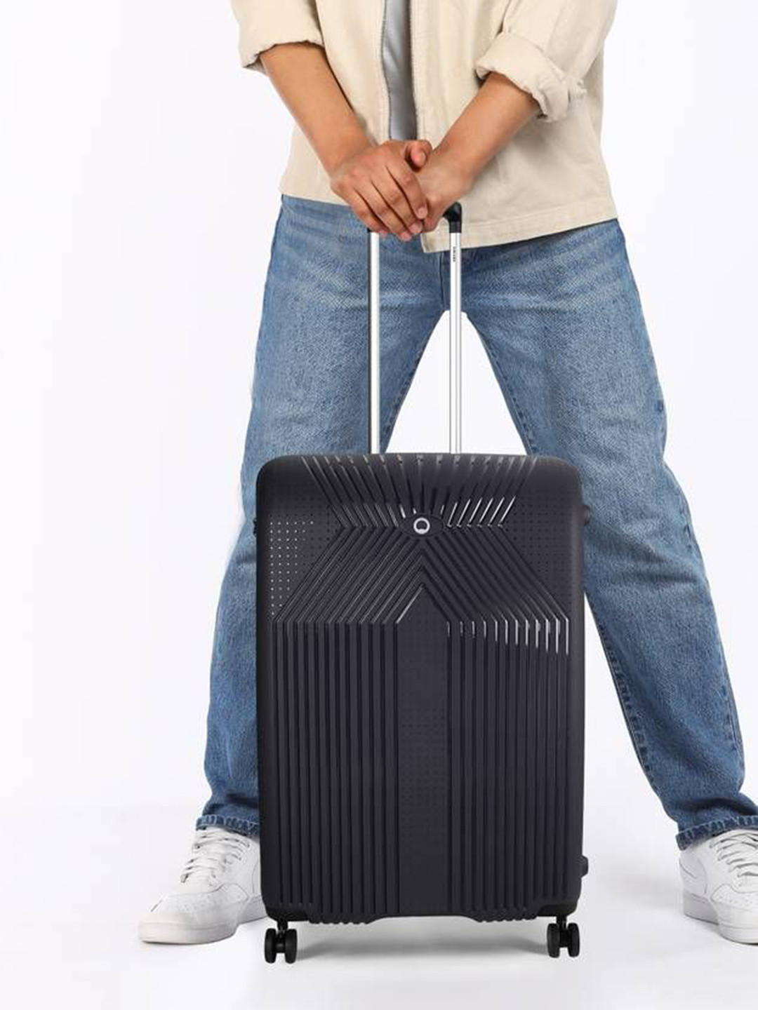 DELSEY PARIS ORDENER Large Check-in Suitcase - Hard-Sided Anthracite Polypropylene Trolley with TSA Lock