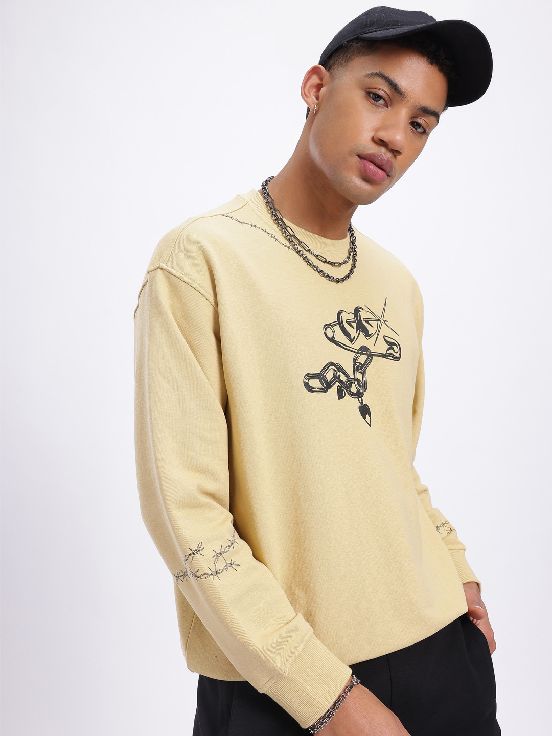 glitchez Layers Printed Relaxed Fit Sweatshirt