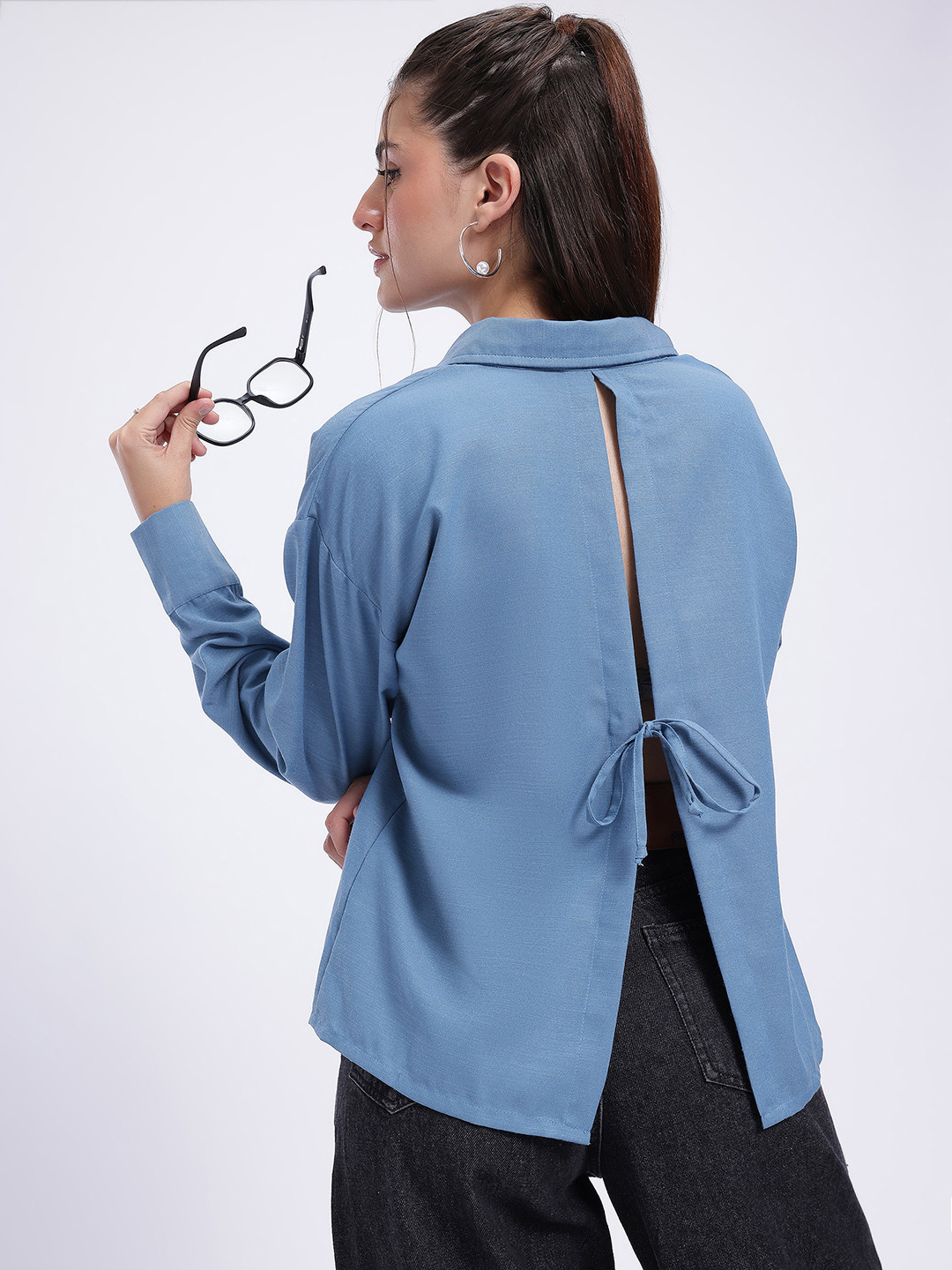 glitchez Tie-Ups Drop-Sleeves Relaxed Fit Casual Shirt