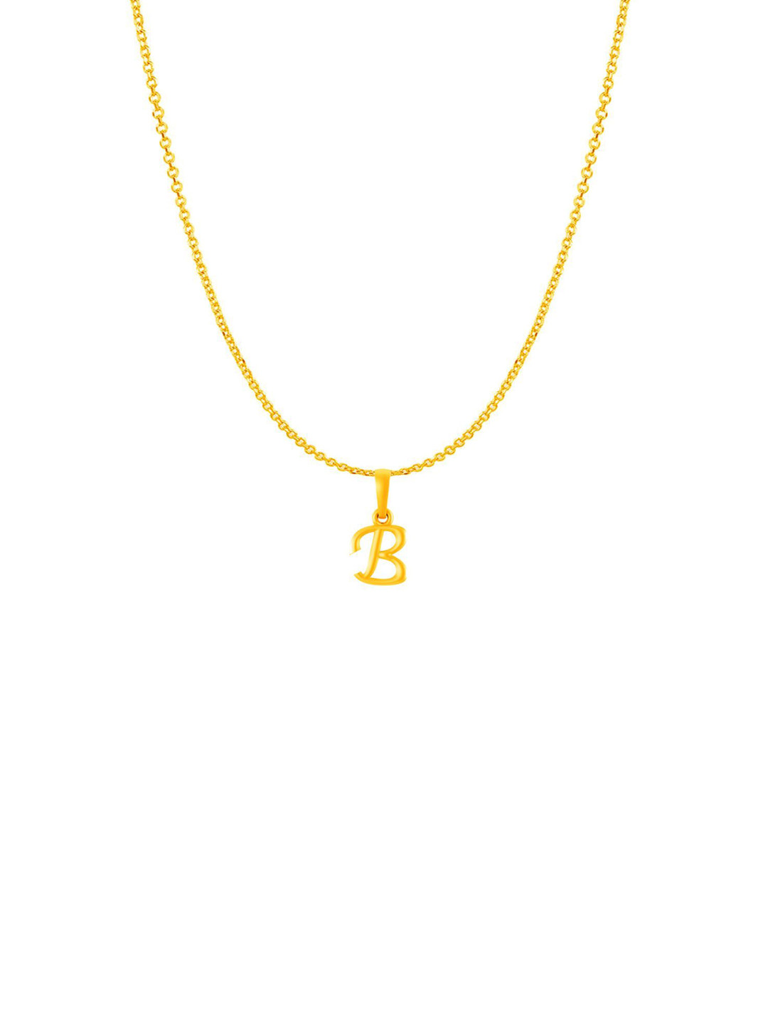 Metronaut Men 925 Sterling Silver 22KTGold-Plated B Alphabet Pendant With Anchor Chain