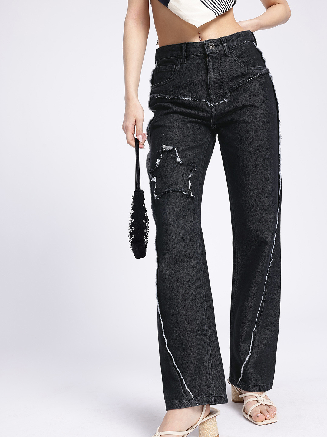 glitchez Women Frayed Straight Jeans