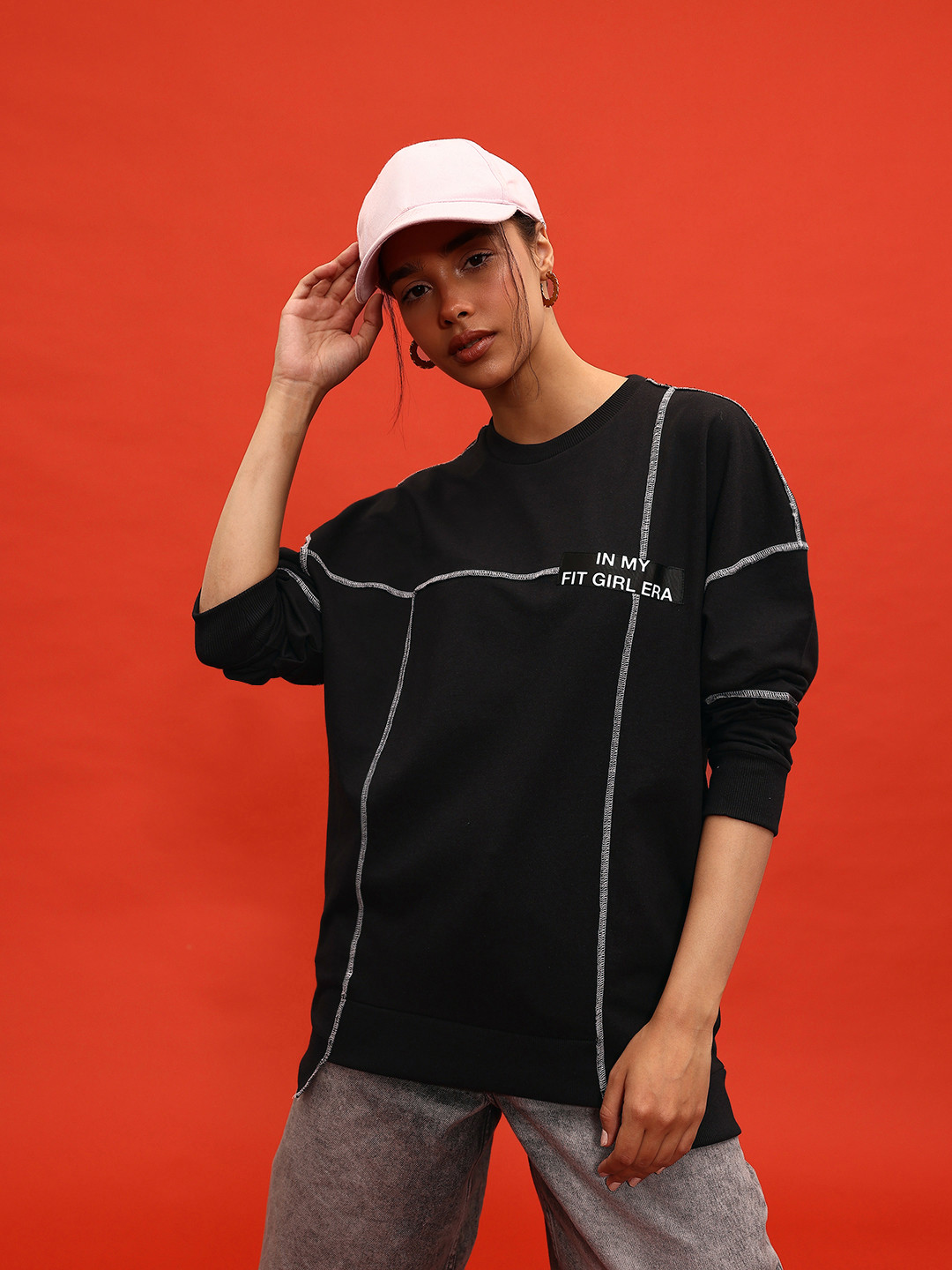 glitchez Threadline Layer Open Front Stitch Sweatshirt