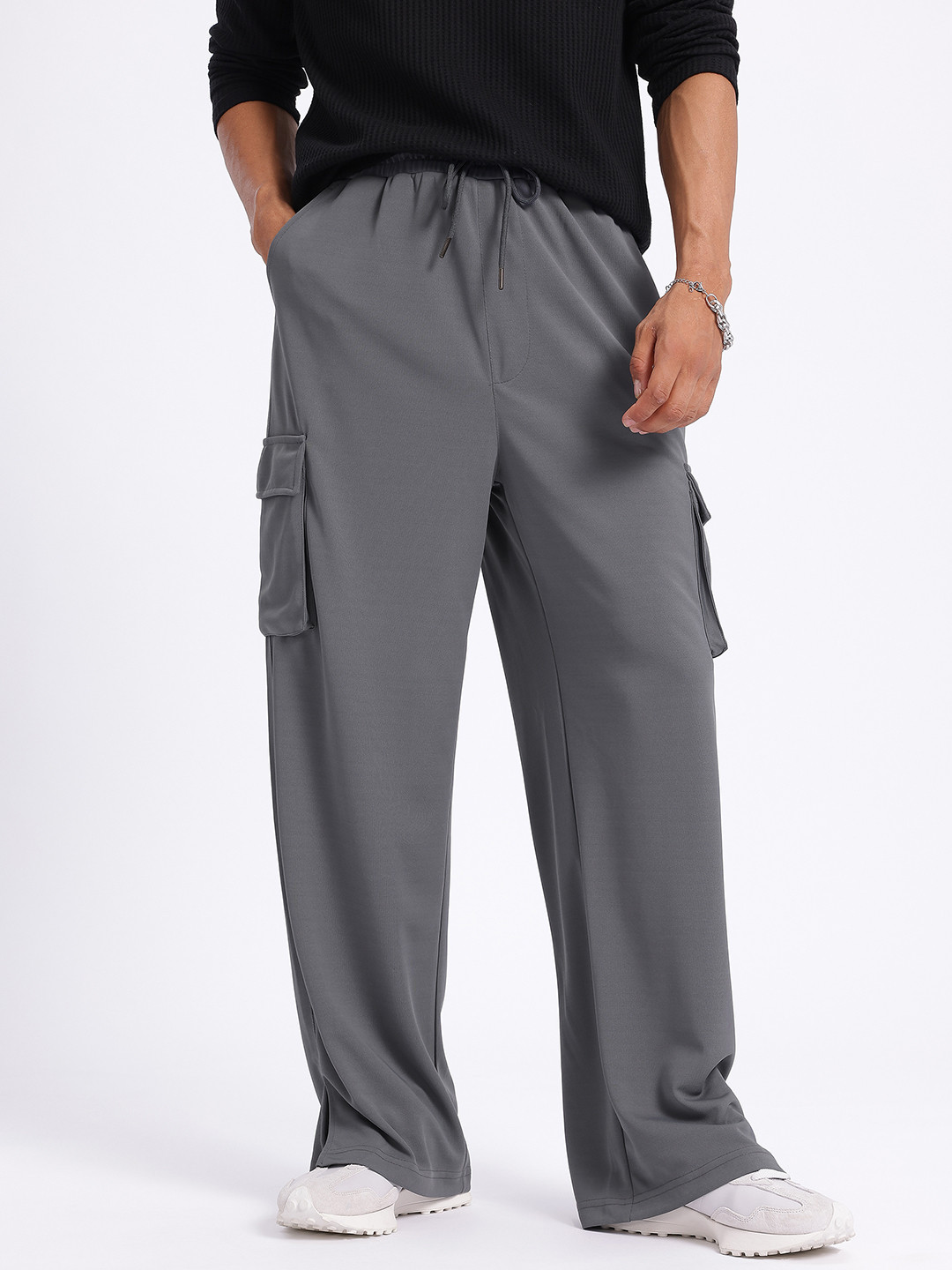 glitchez Men Cargo Relaxed Hem Slit Track Pants