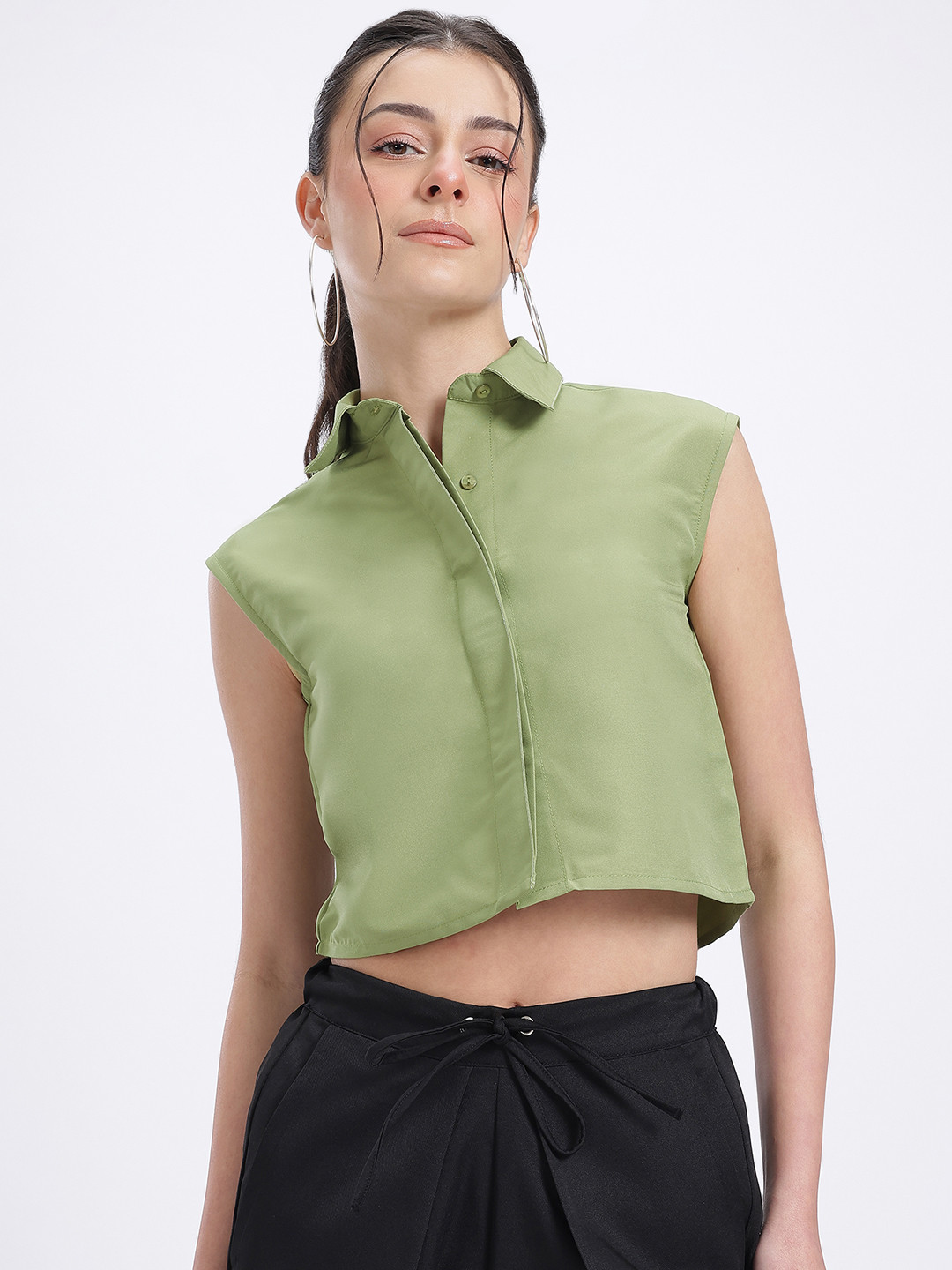 glitchez Adorable Allure Sleeveless Cropped Shirt