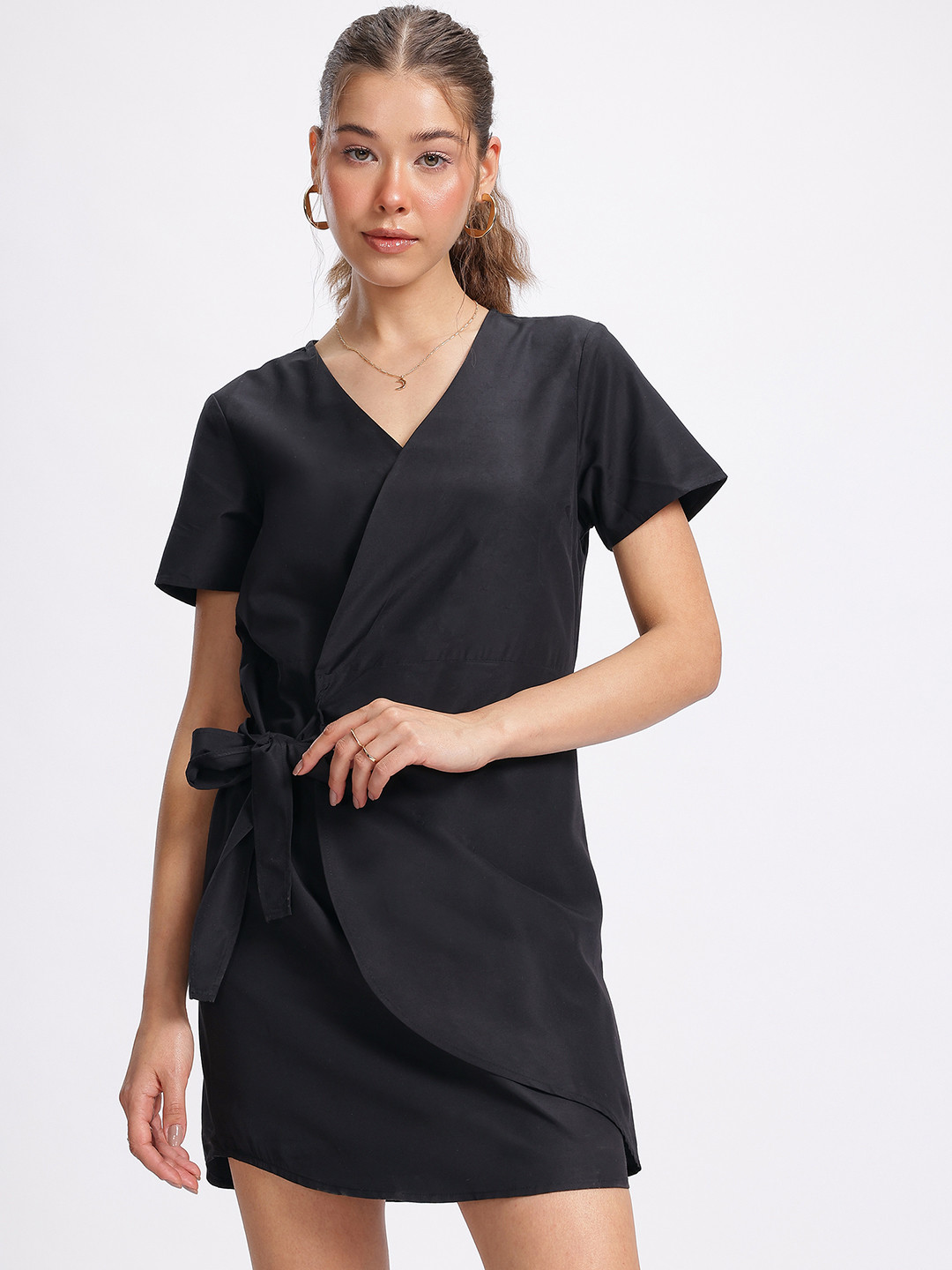 glitchez Classic Ties Wrap Mini Dress