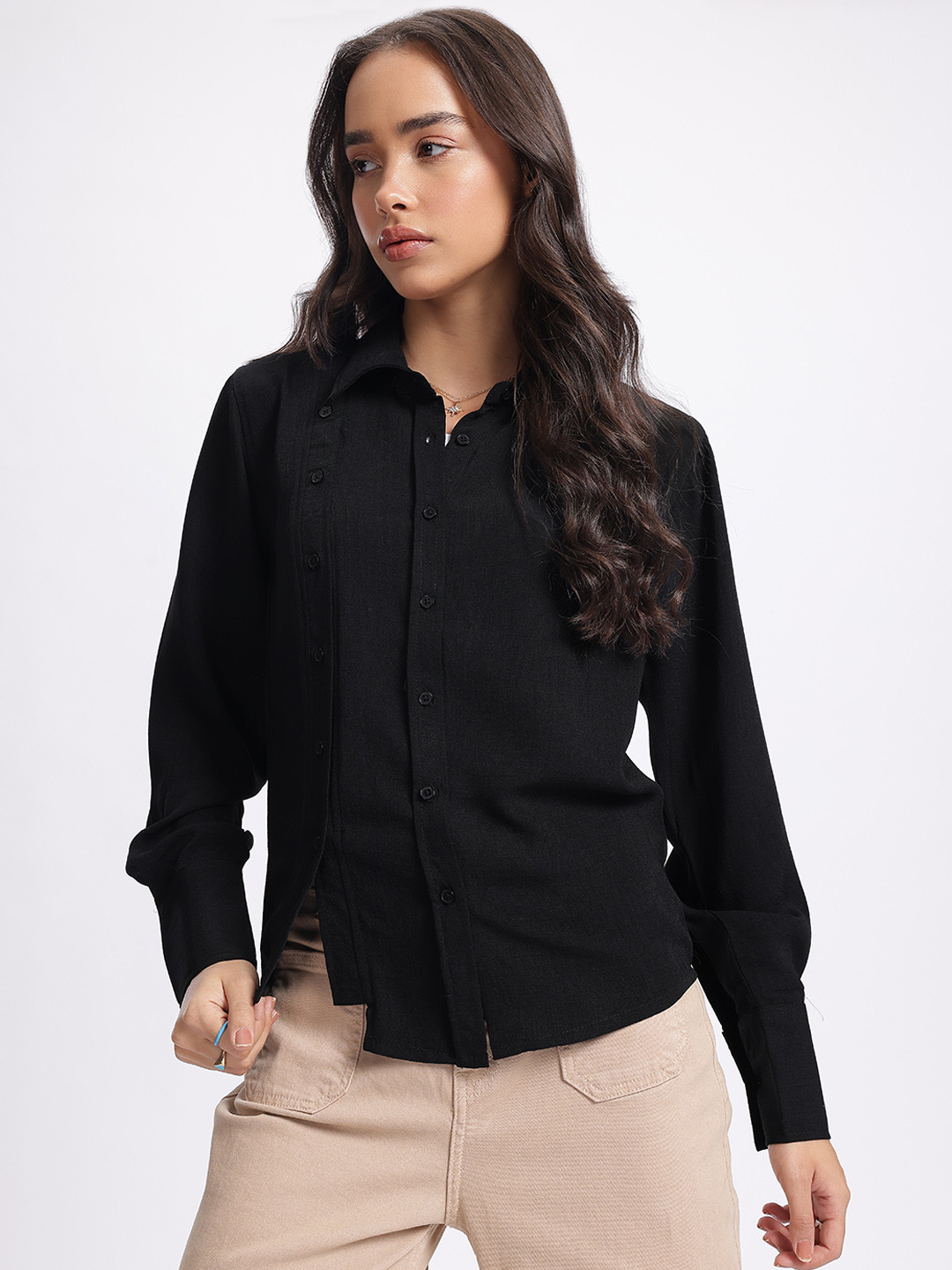 glitchez Asymmetric Closure Shirt
