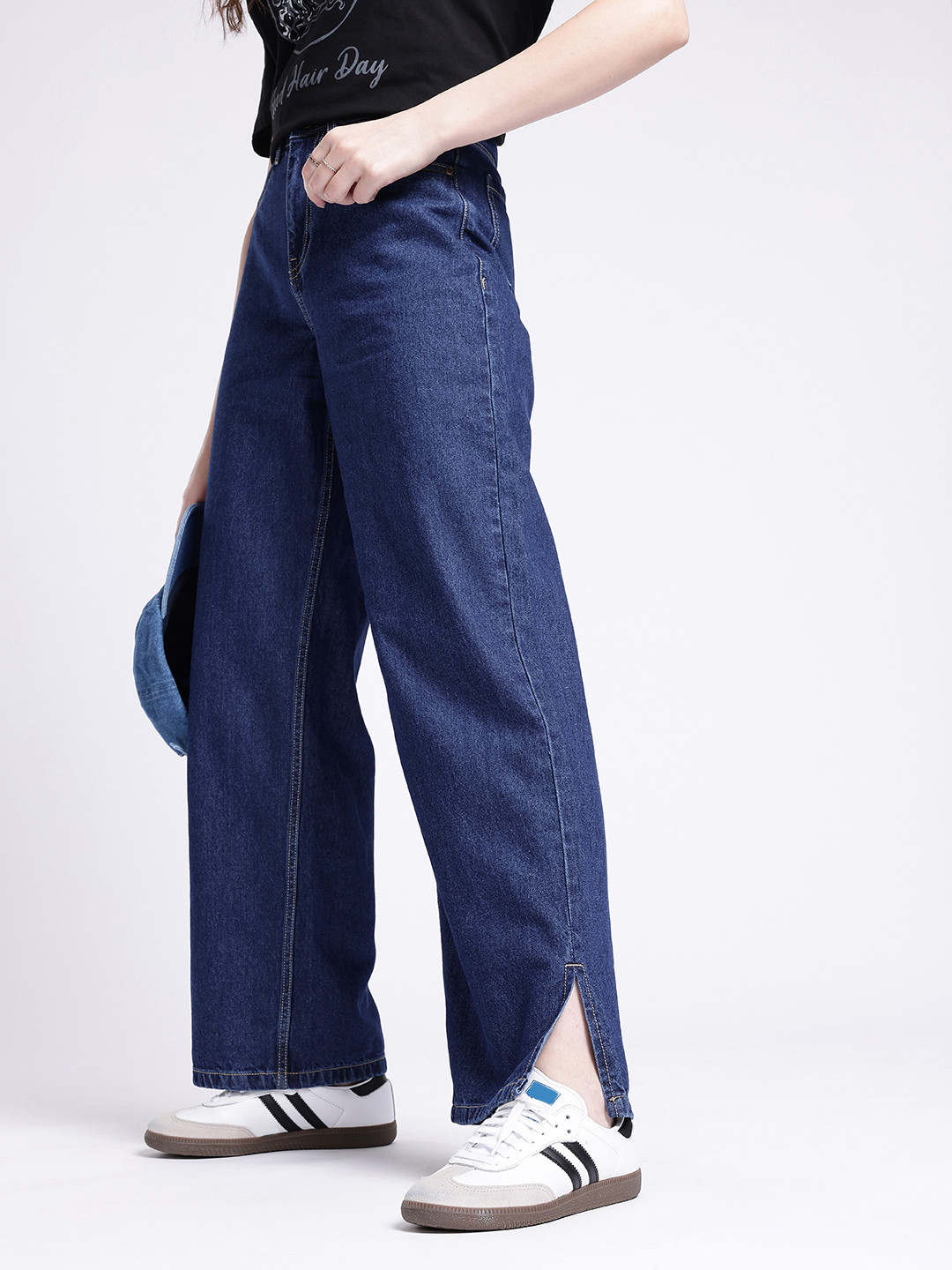 glitchez Women Straight Fit High-Rise Jeans With Slits
