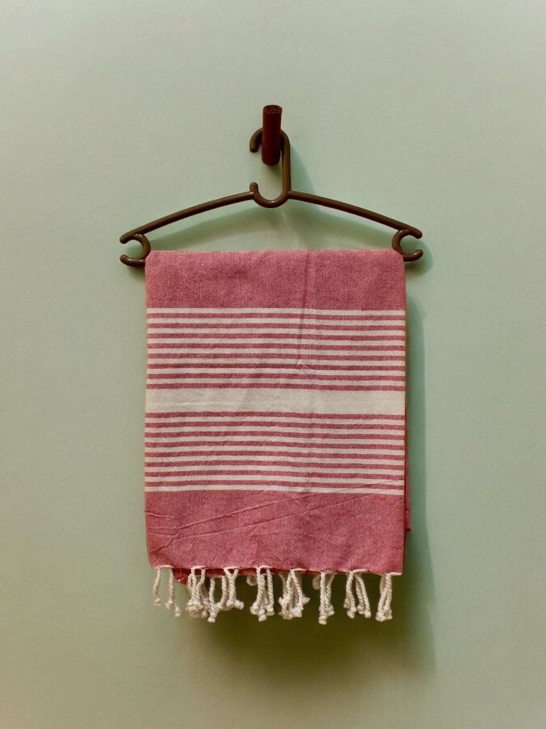 Dolce Casa Pink & White Striped Pure Cotton Bath Towels